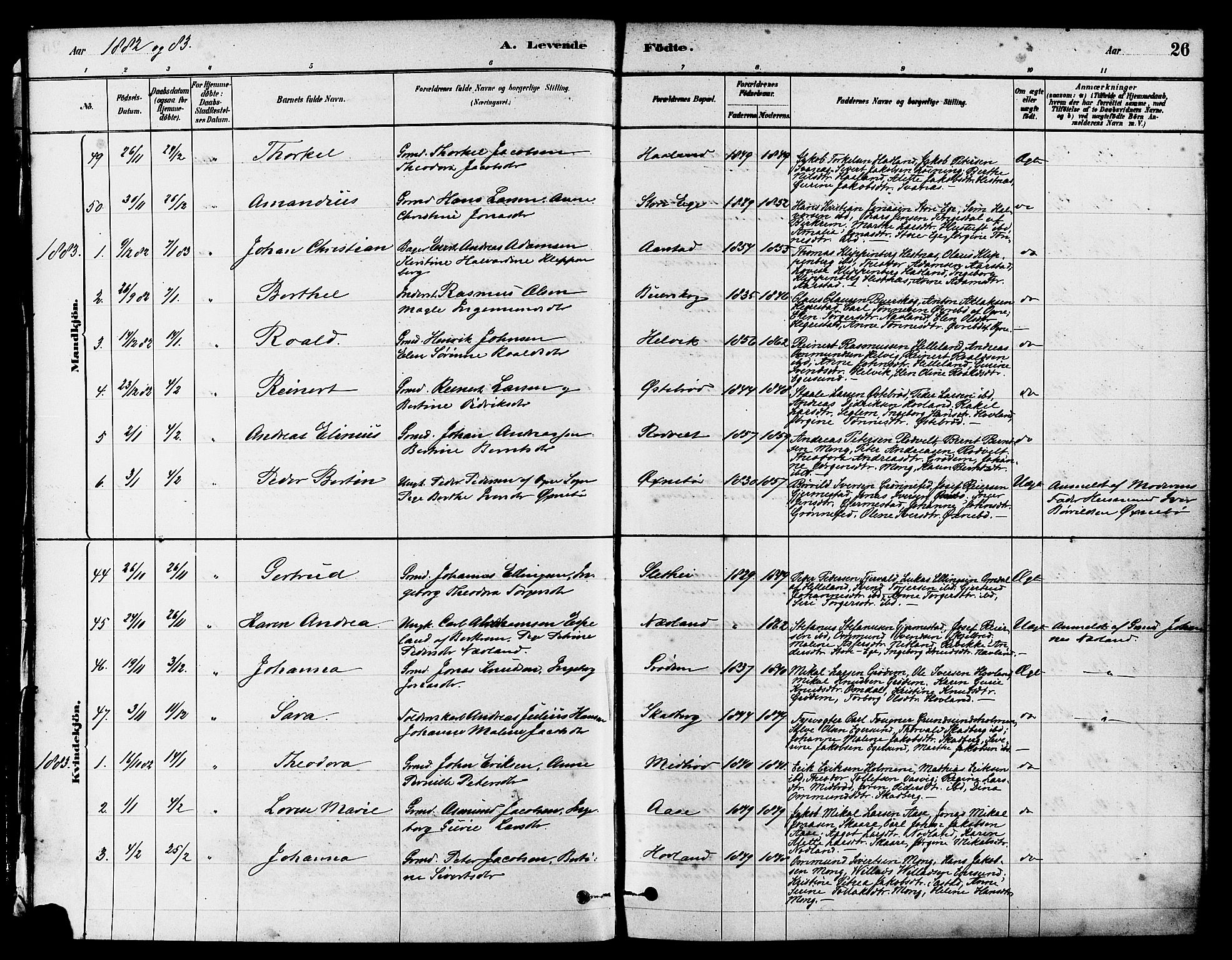 Eigersund sokneprestkontor, SAST/A-101807/S08/L0017: Parish register (official) no. A 14, 1879-1892, p. 26