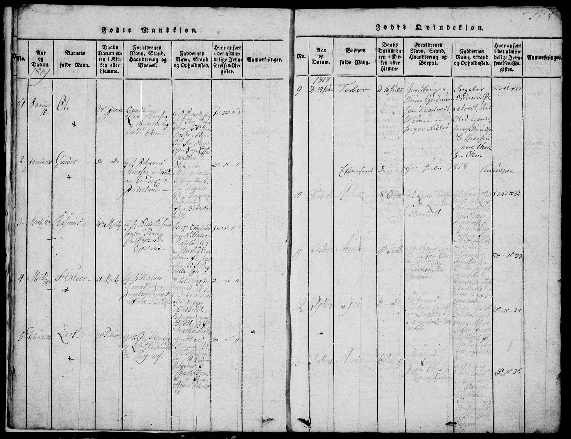 Skjold sokneprestkontor, AV/SAST-A-101847/H/Ha/Hab/L0002: Parish register (copy) no. B 2 /2, 1815-1830, p. 8