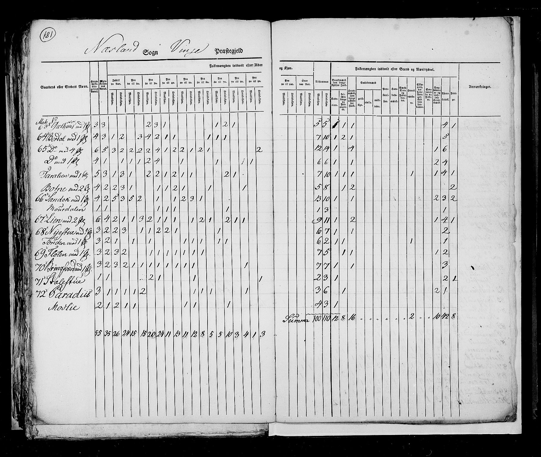 RA, Census 1825, vol. 9: Bratsberg amt, 1825, p. 181