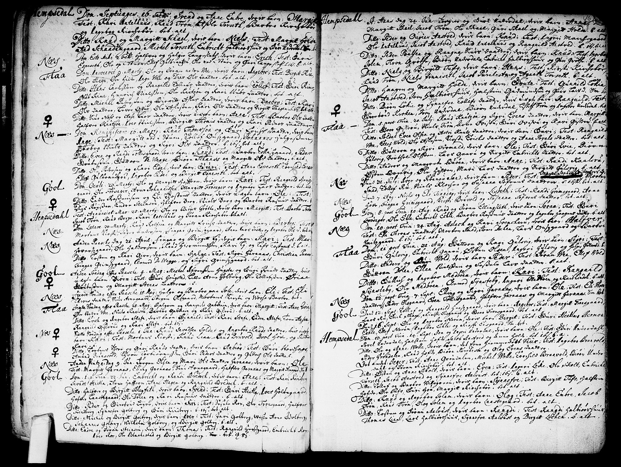 Nes kirkebøker, AV/SAKO-A-236/F/Fa/L0002: Parish register (official) no. 2, 1707-1759, p. 16