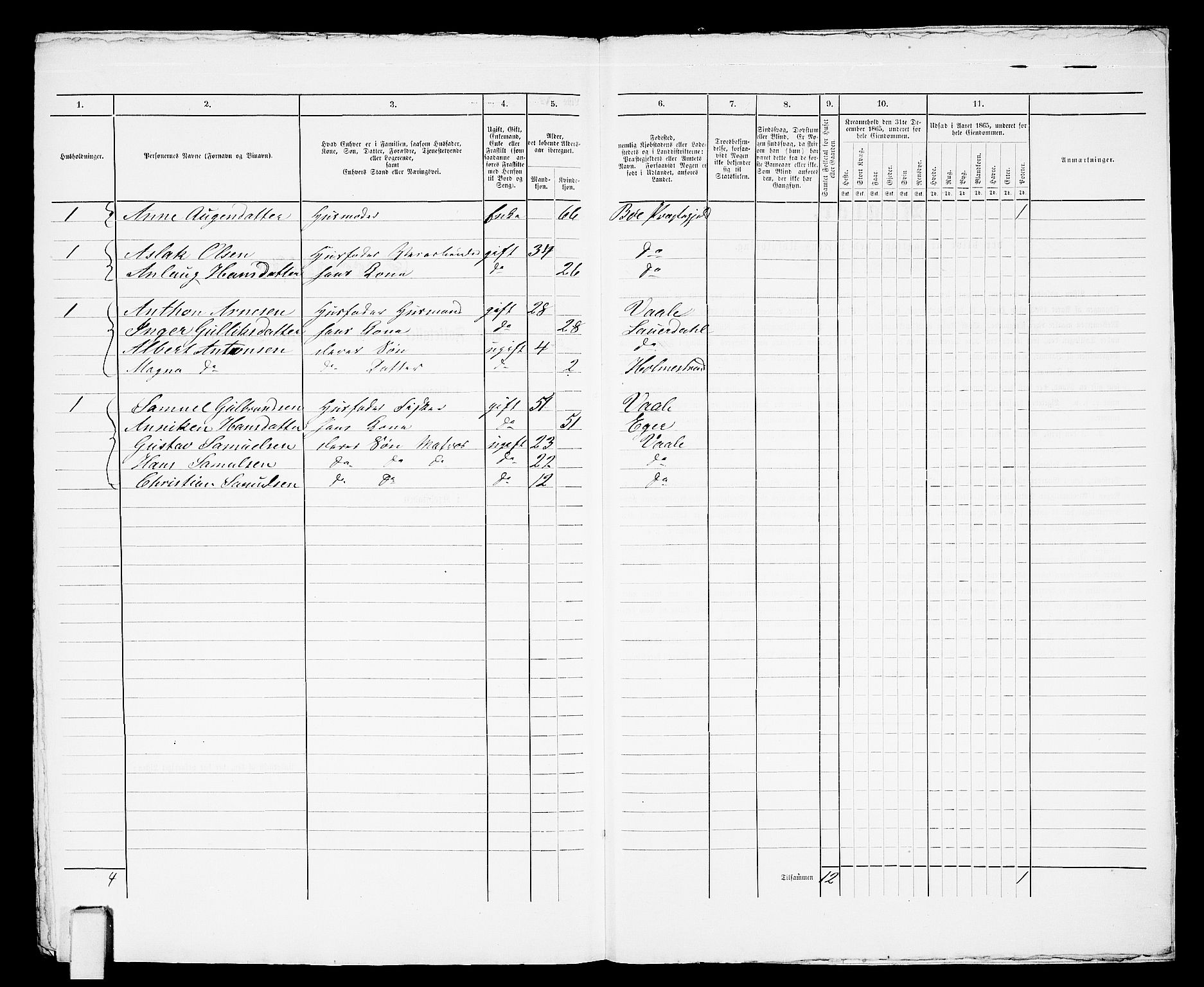 RA, 1865 census for Botne/Holmestrand, 1865, p. 438