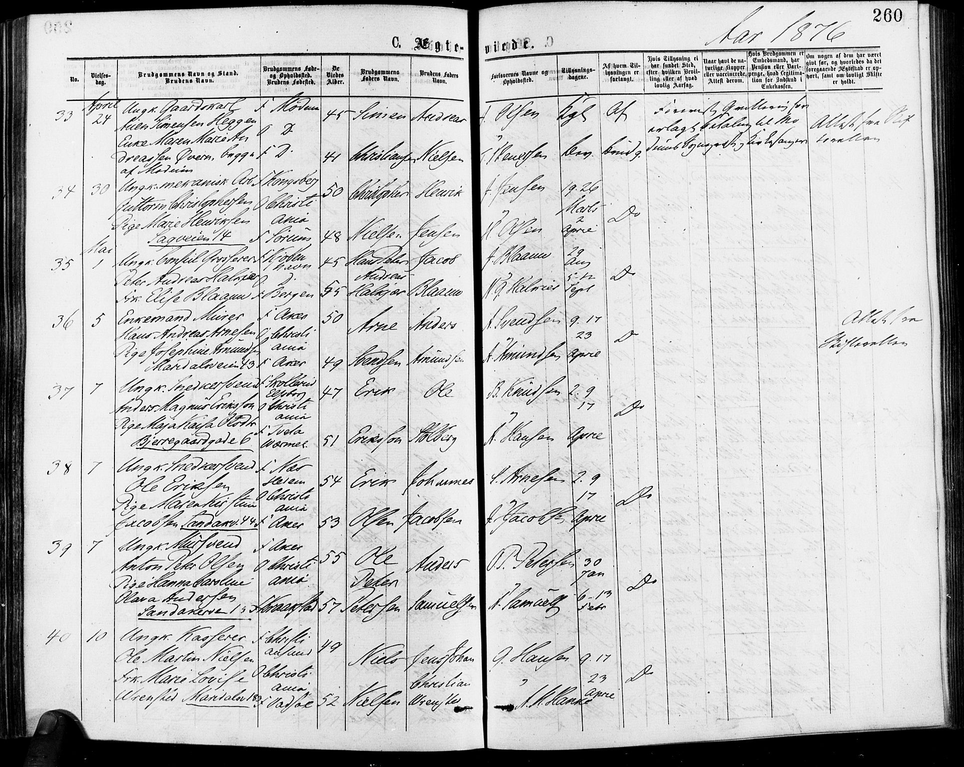 Gamle Aker prestekontor Kirkebøker, SAO/A-10617a/F/L0005: Parish register (official) no. 5, 1873-1881, p. 260