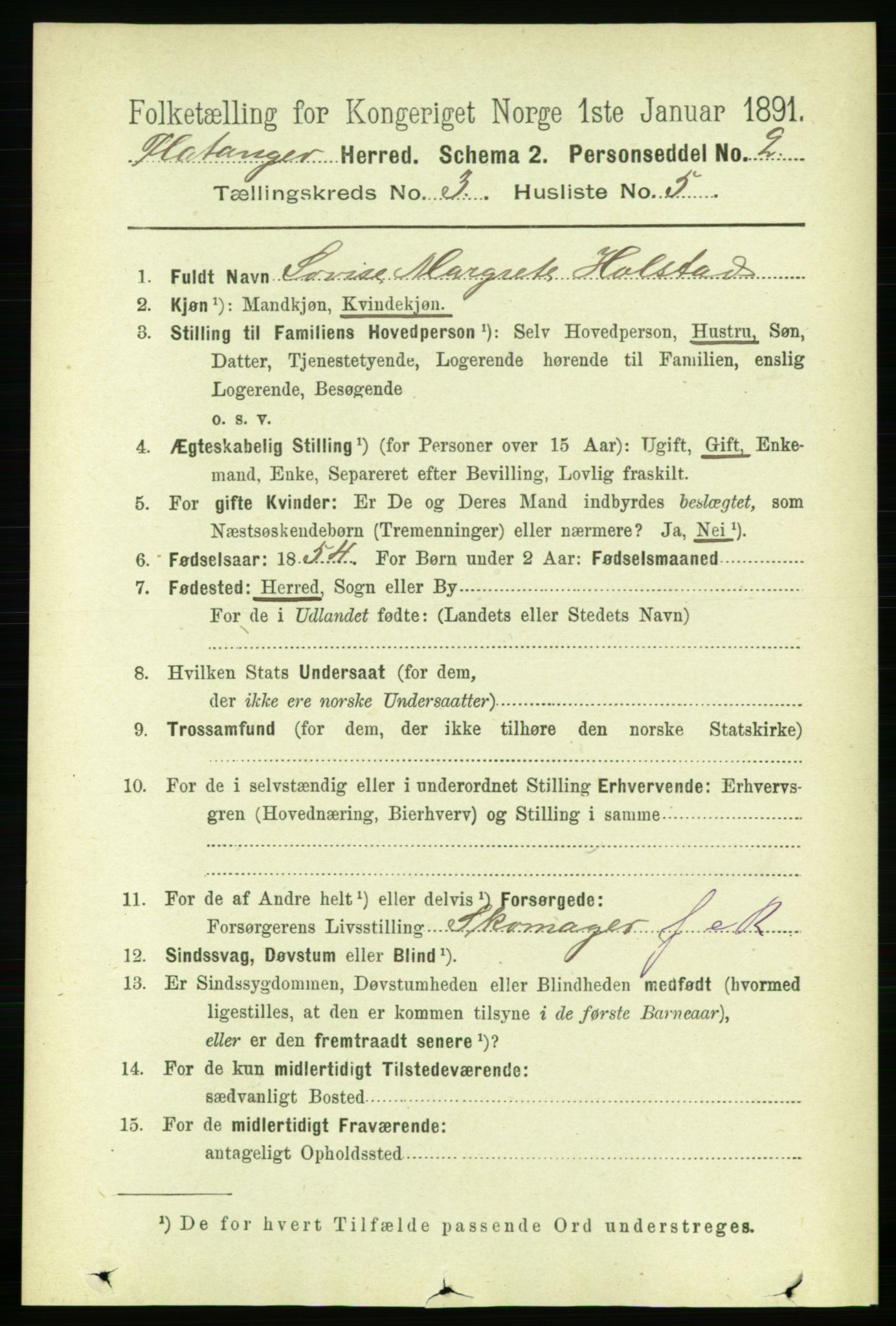 RA, 1891 census for 1749 Flatanger, 1891, p. 1379