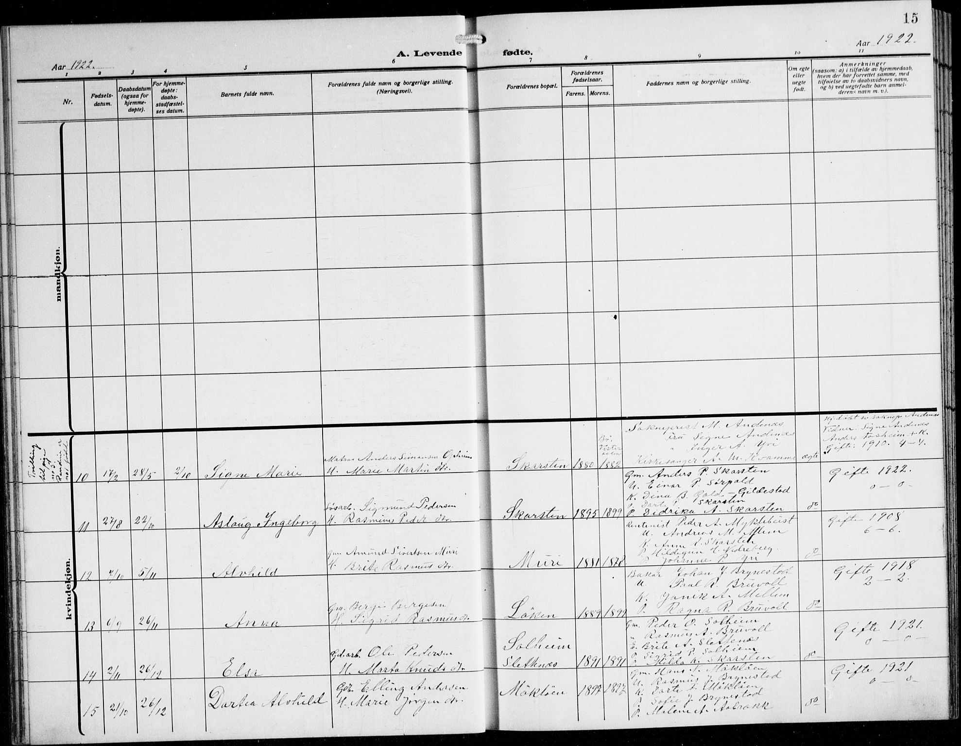 Innvik sokneprestembete, SAB/A-80501: Parish register (copy) no. B 5, 1915-1943, p. 15