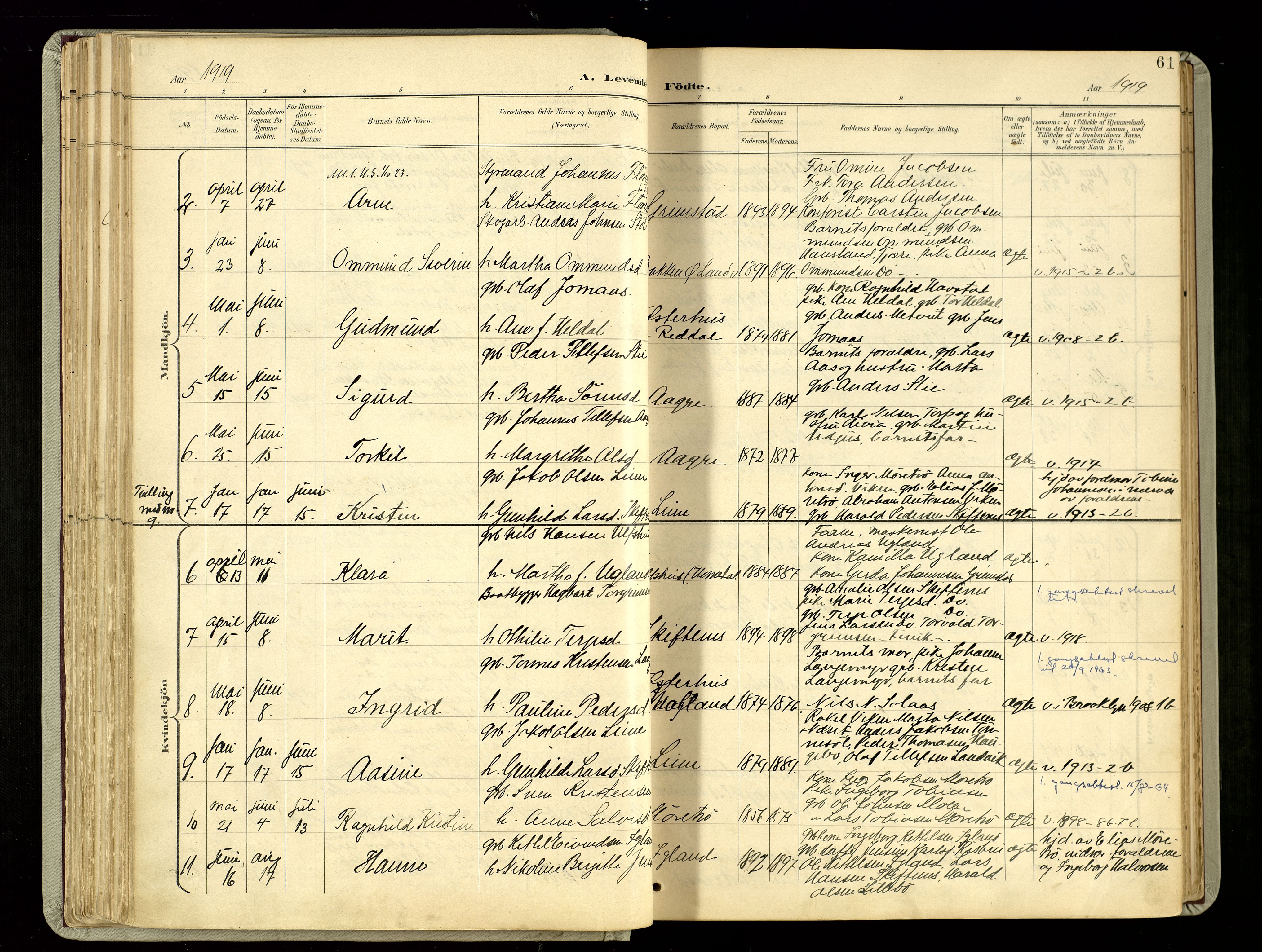 Hommedal sokneprestkontor, AV/SAK-1111-0023/F/Fa/Fab/L0007: Parish register (official) no. A 7, 1898-1924, p. 61