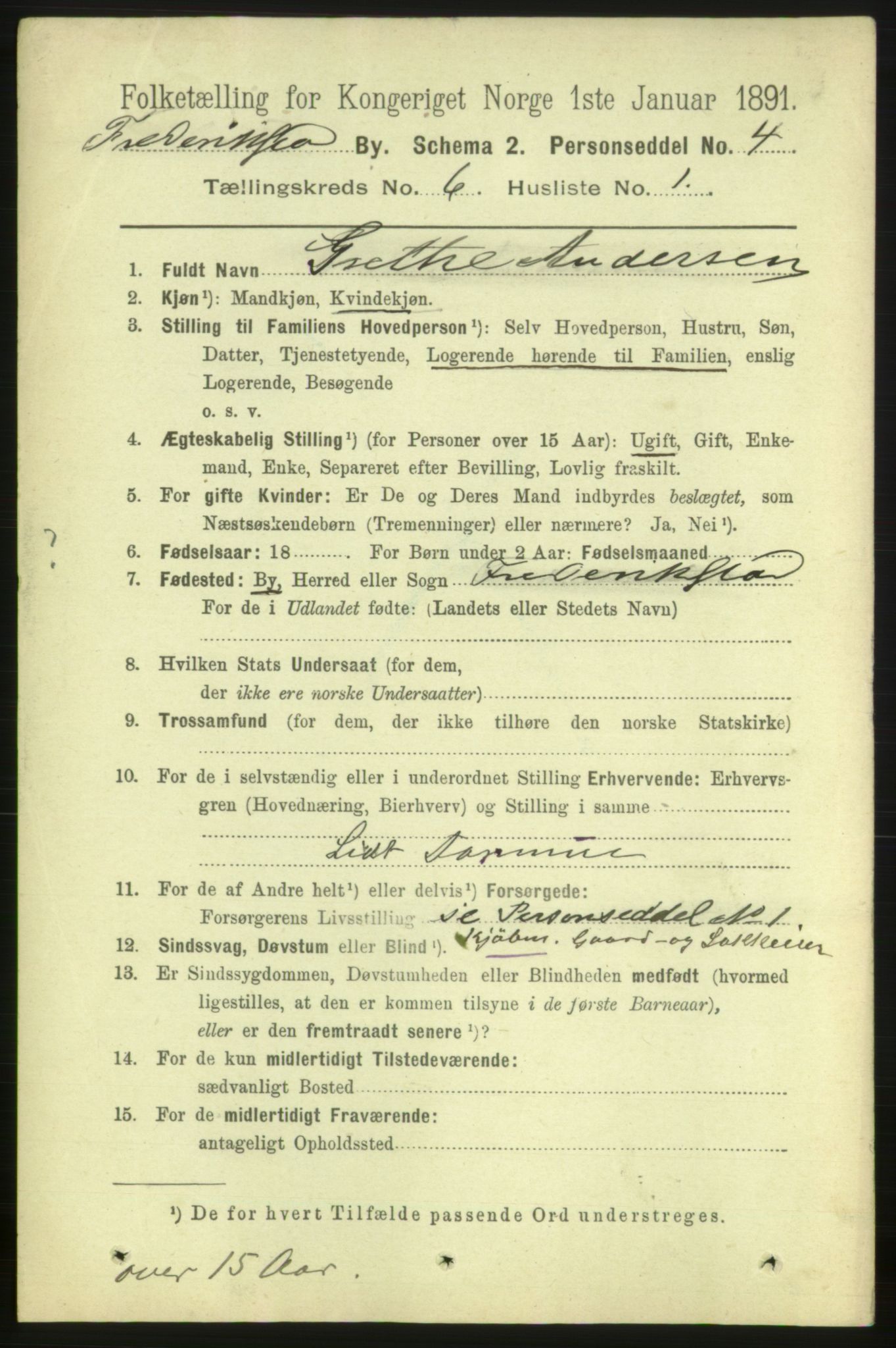 RA, 1891 census for 0103 Fredrikstad, 1891, p. 7663