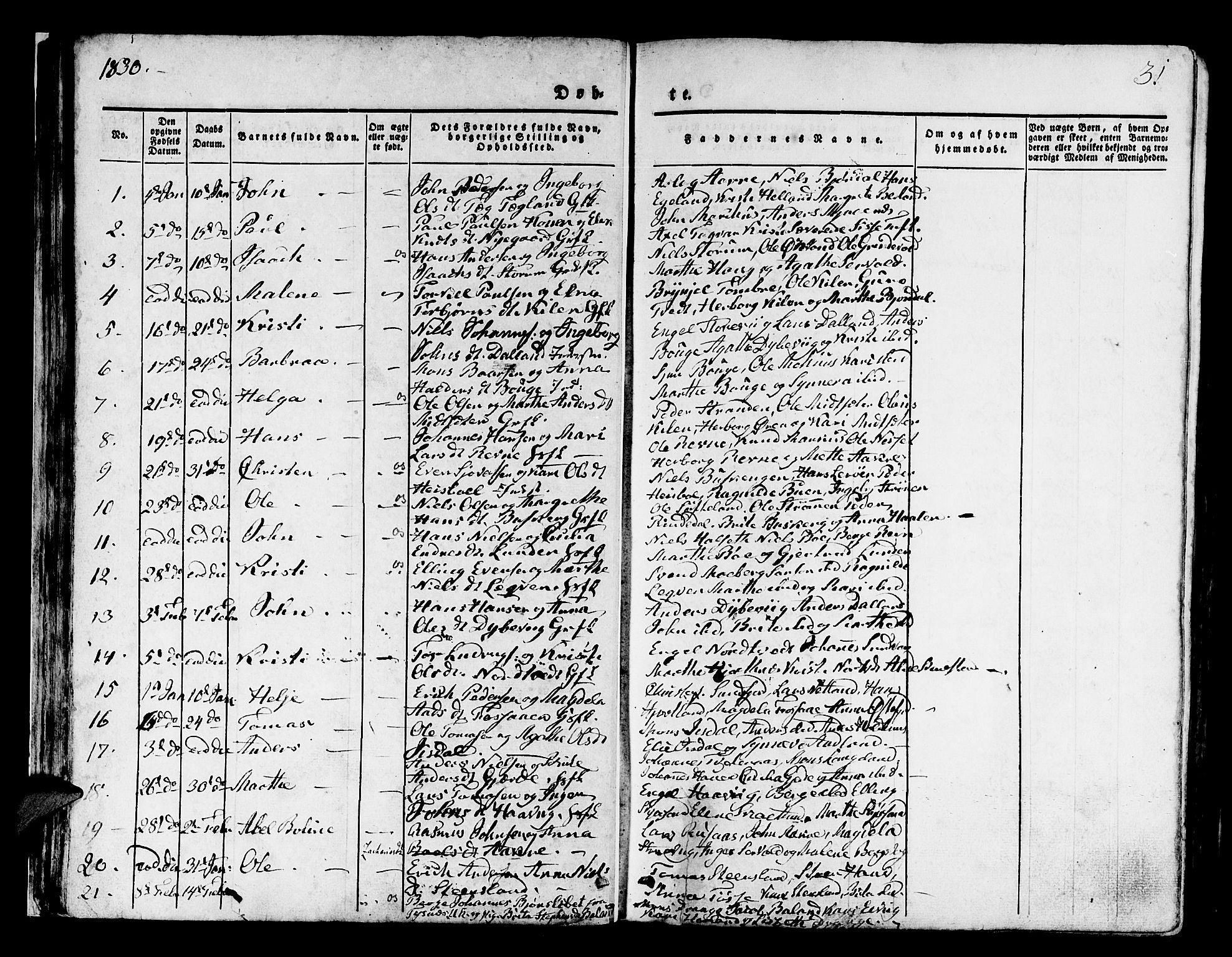 Os sokneprestembete, SAB/A-99929: Parish register (official) no. A 14, 1826-1839, p. 31