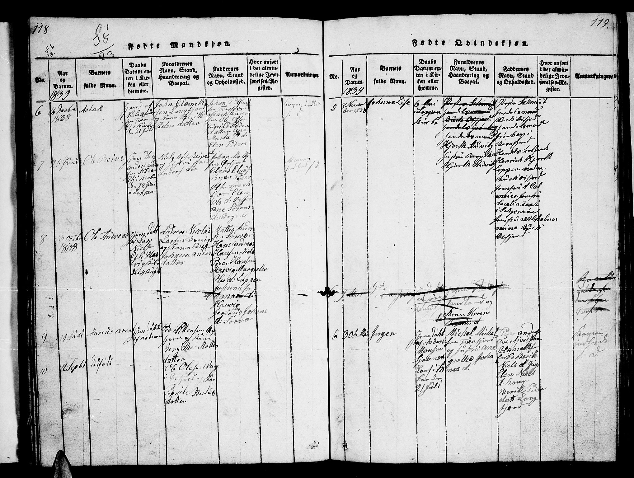 Loppa sokneprestkontor, AV/SATØ-S-1339/H/Hb/L0001klokker: Parish register (copy) no. 1, 1820-1849, p. 118-119