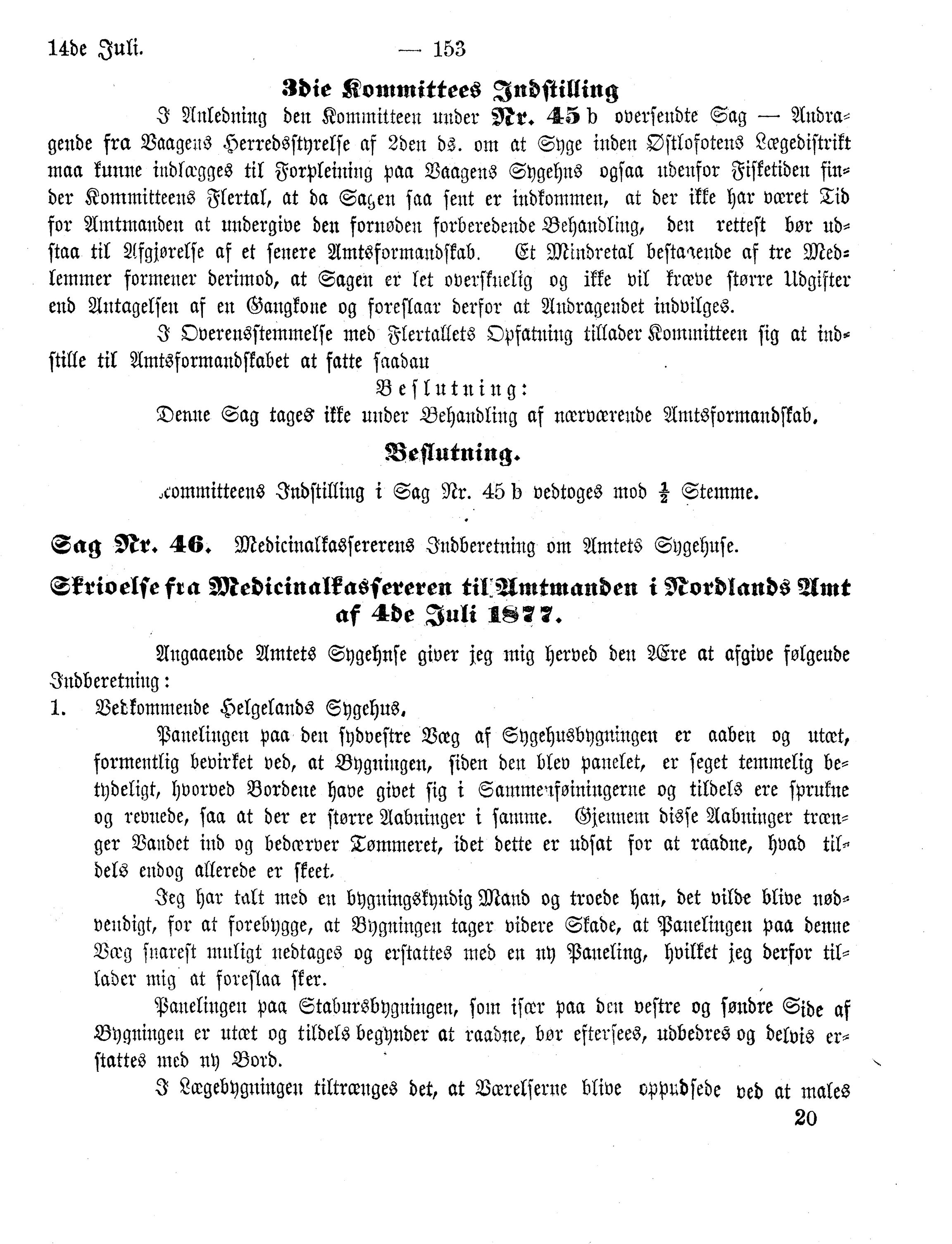 Nordland Fylkeskommune. Fylkestinget, AIN/NFK-17/176/A/Ac/L0011: Fylkestingsforhandlinger 1877, 1877