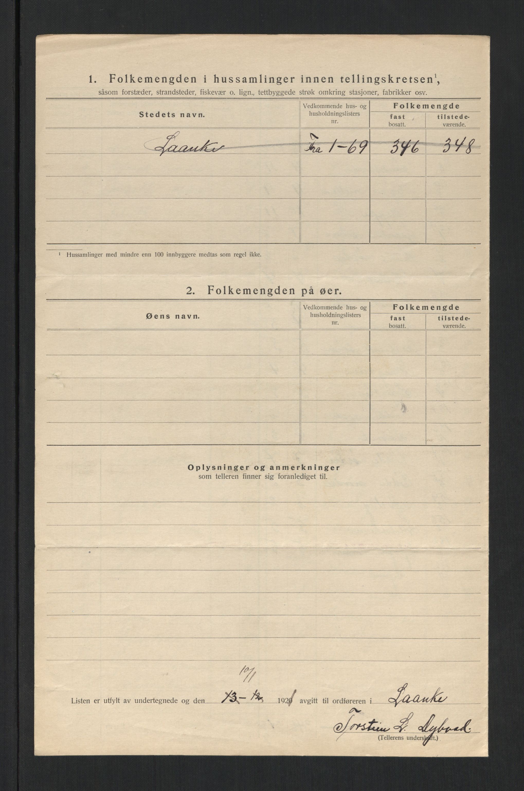 SAT, 1920 census for Lånke, 1920, p. 12