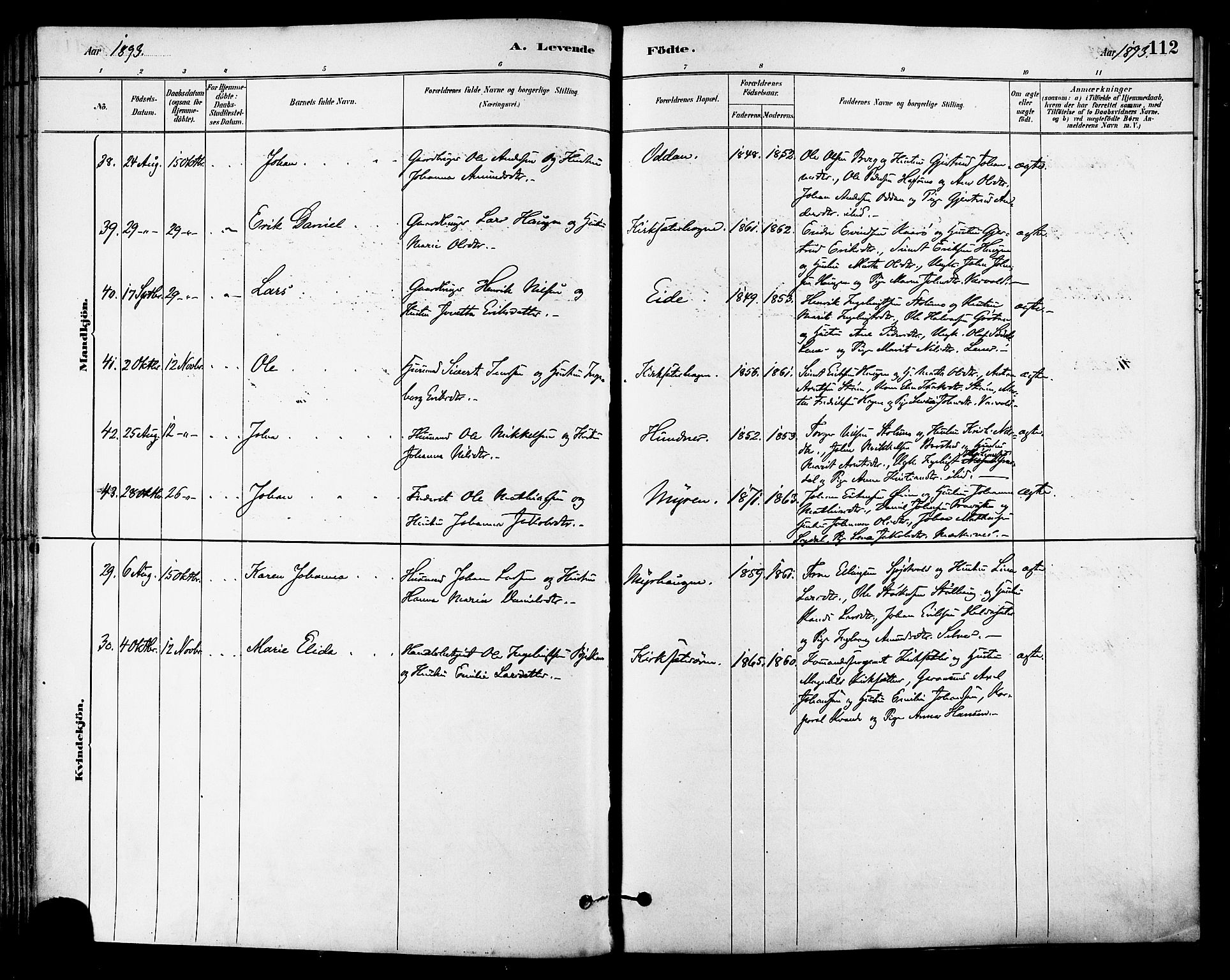Ministerialprotokoller, klokkerbøker og fødselsregistre - Sør-Trøndelag, SAT/A-1456/630/L0496: Parish register (official) no. 630A09, 1879-1895, p. 112