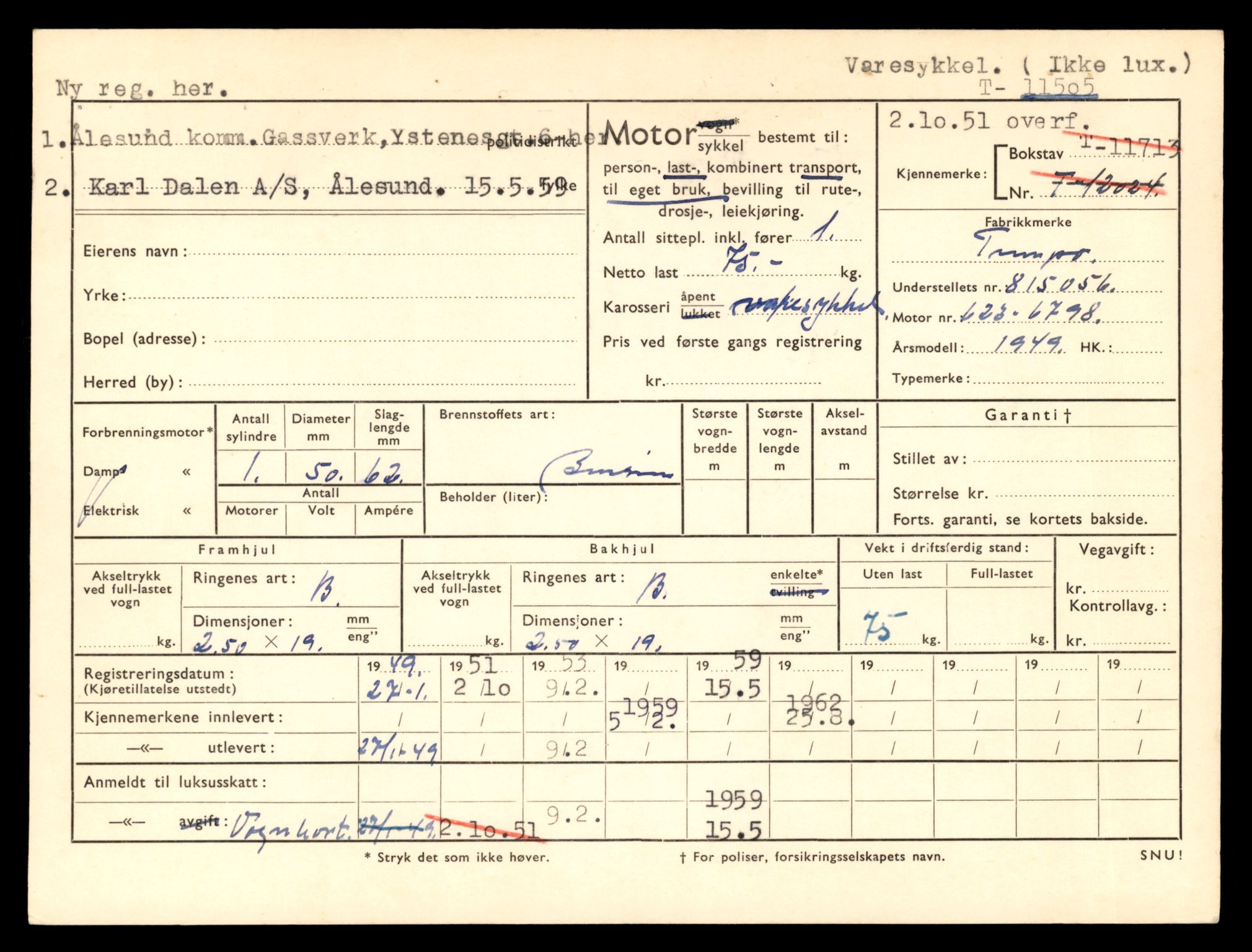 Møre og Romsdal vegkontor - Ålesund trafikkstasjon, AV/SAT-A-4099/F/Fe/L0029: Registreringskort for kjøretøy T 11430 - T 11619, 1927-1998, p. 1405