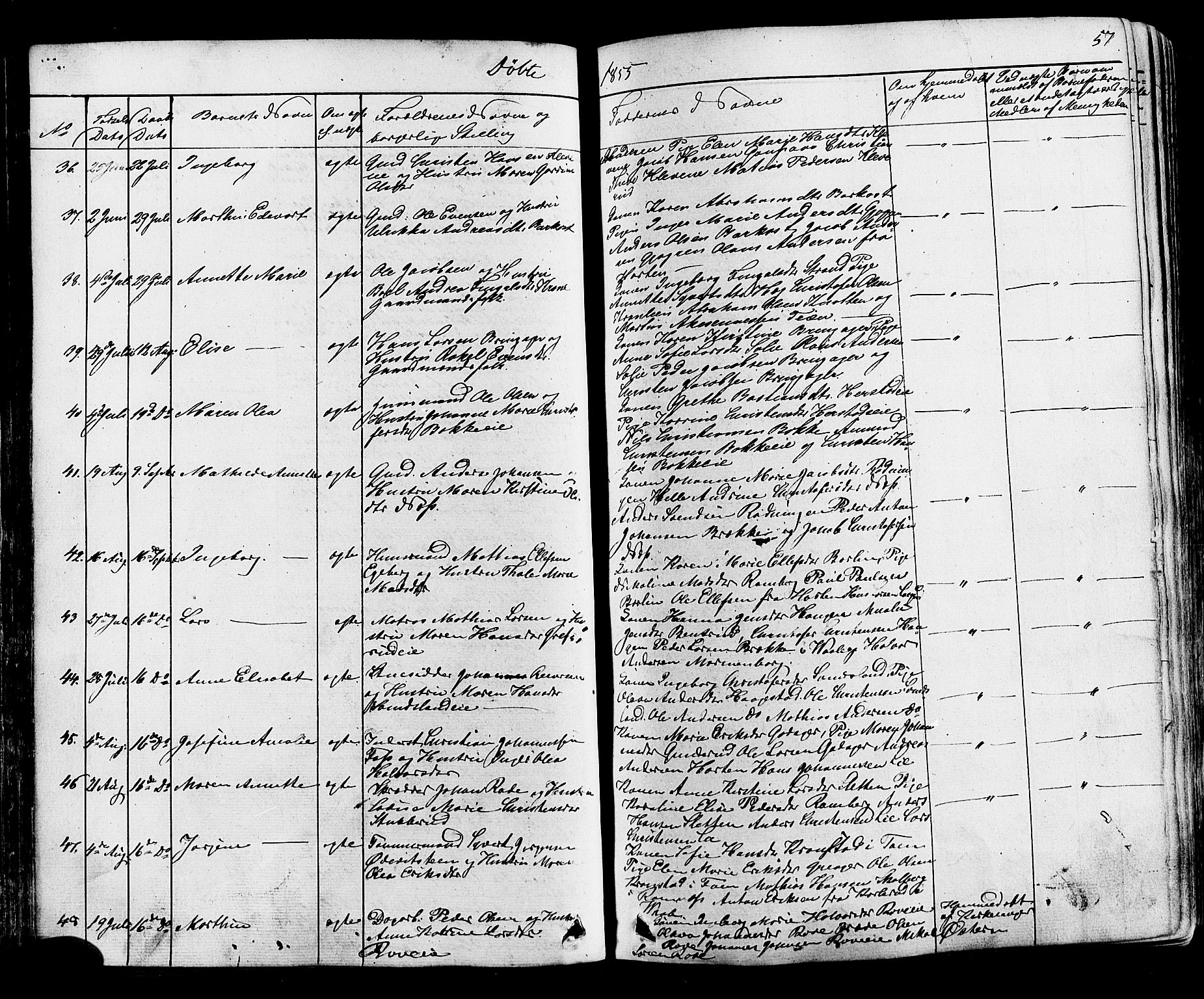 Botne kirkebøker, AV/SAKO-A-340/F/Fa/L0006: Parish register (official) no. I 6, 1836-1877, p. 57