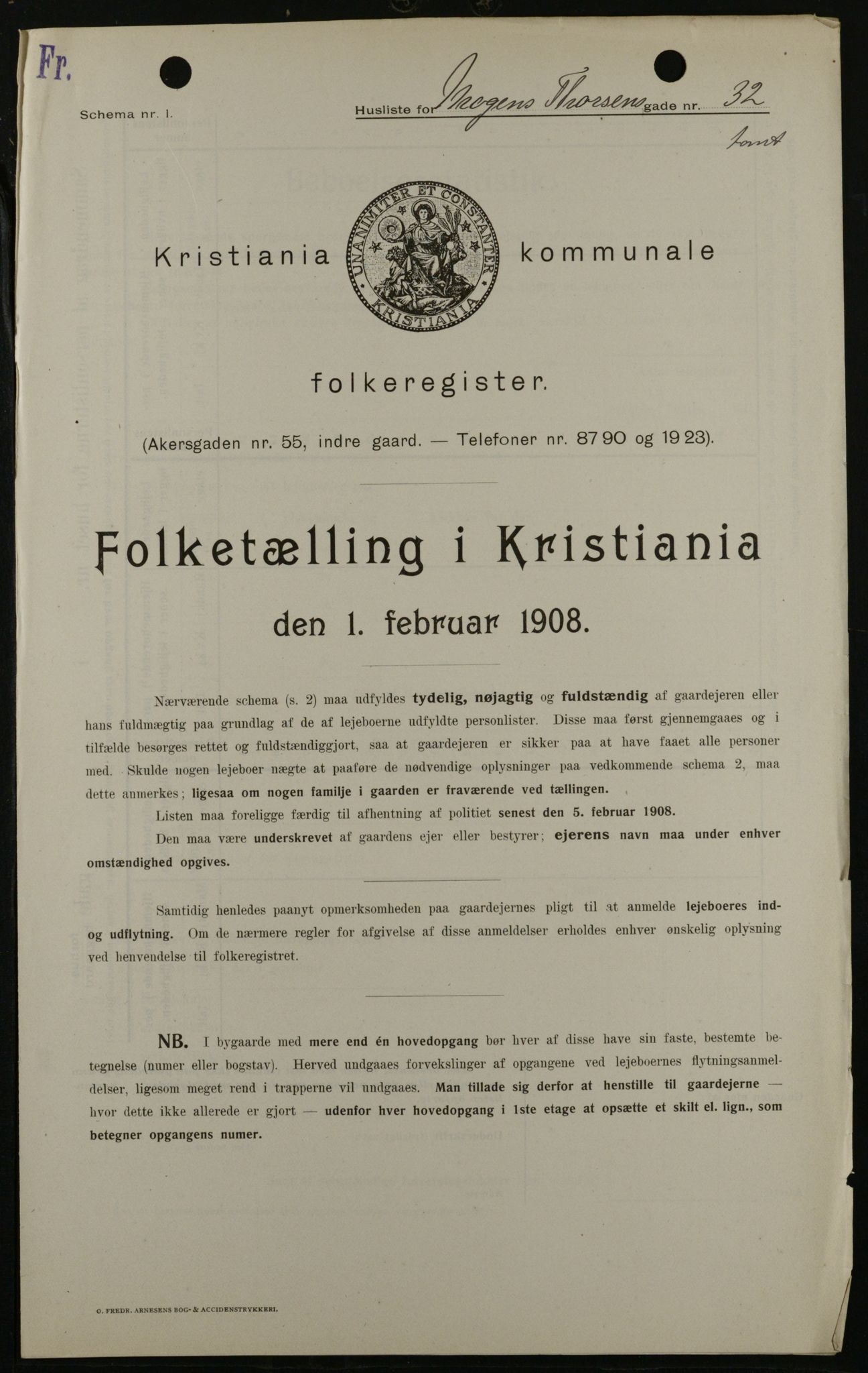 OBA, Municipal Census 1908 for Kristiania, 1908, p. 58844