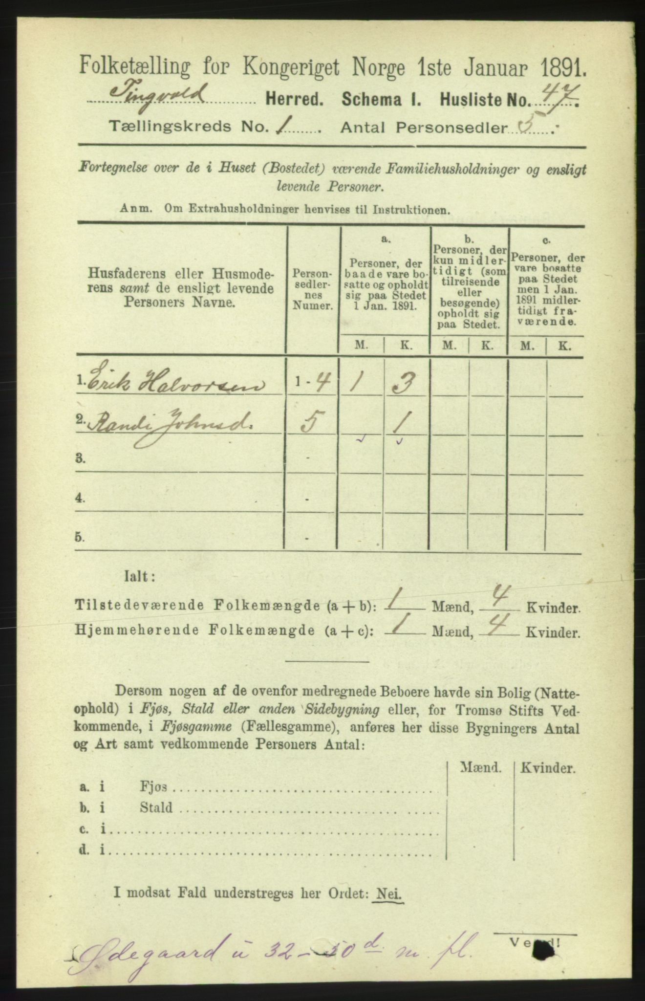 RA, 1891 census for 1560 Tingvoll, 1891, p. 66