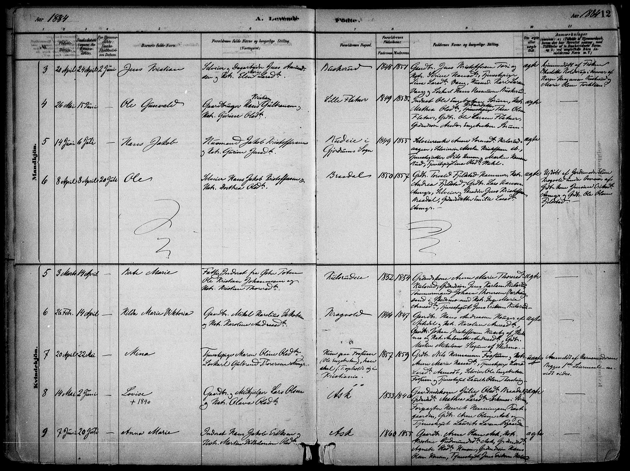 Gjerdrum prestekontor Kirkebøker, AV/SAO-A-10412b/F/Fb/L0001: Parish register (official) no. II 1, 1881-1921, p. 12