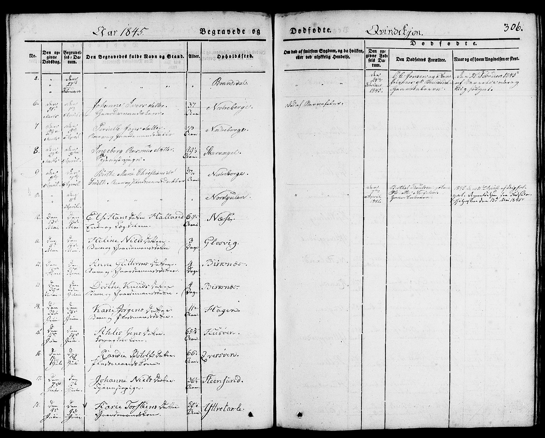 Gulen sokneprestembete, AV/SAB-A-80201/H/Haa/Haaa/L0020: Parish register (official) no. A 20, 1837-1847, p. 306