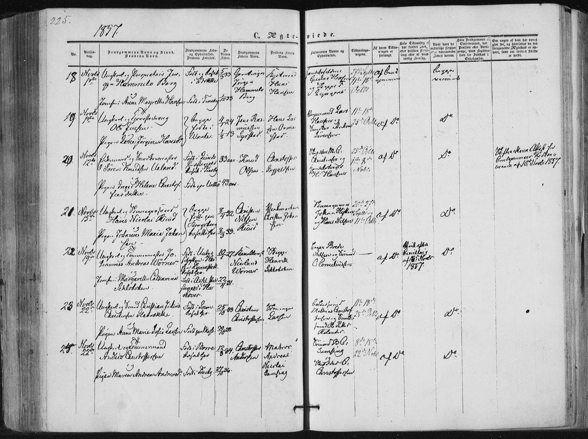 Tønsberg kirkebøker, AV/SAKO-A-330/F/Fa/L0008: Parish register (official) no. I 8, 1855-1864, p. 225