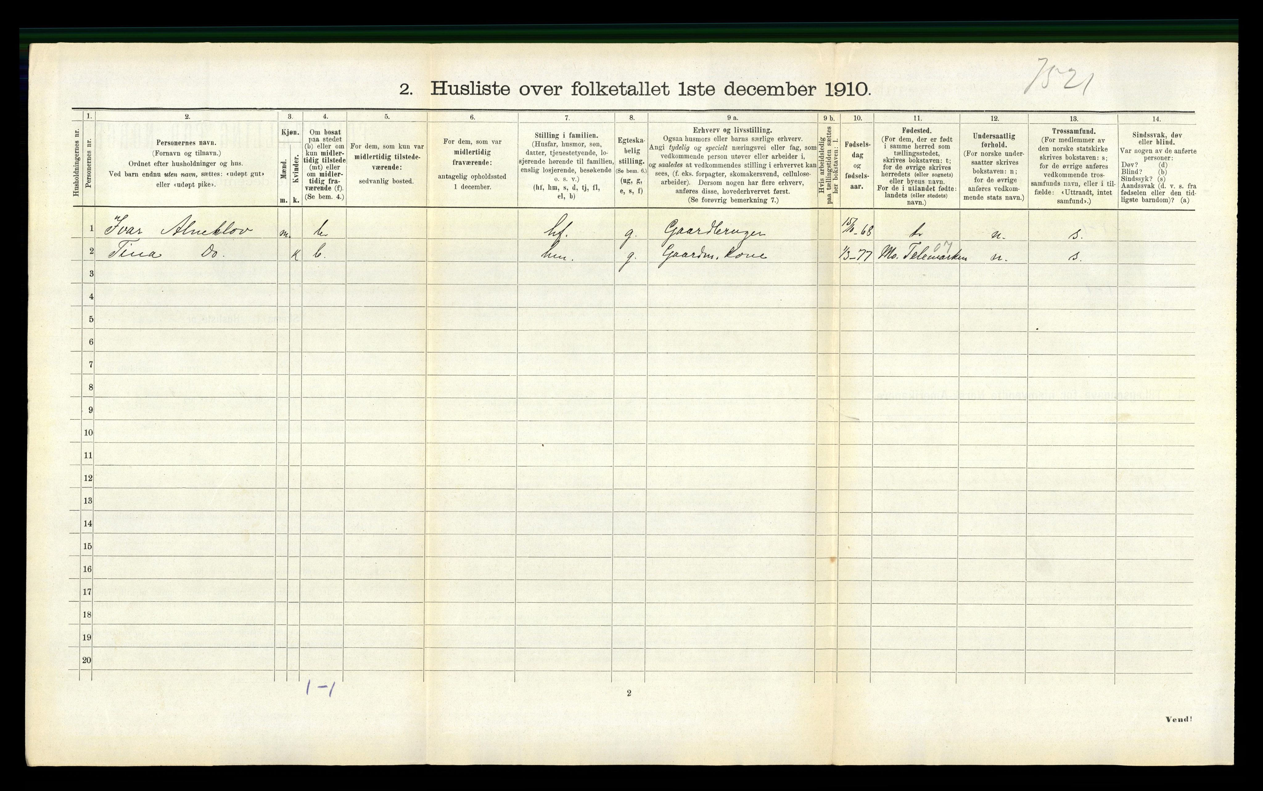 RA, 1910 census for Vanylven, 1910, p. 196