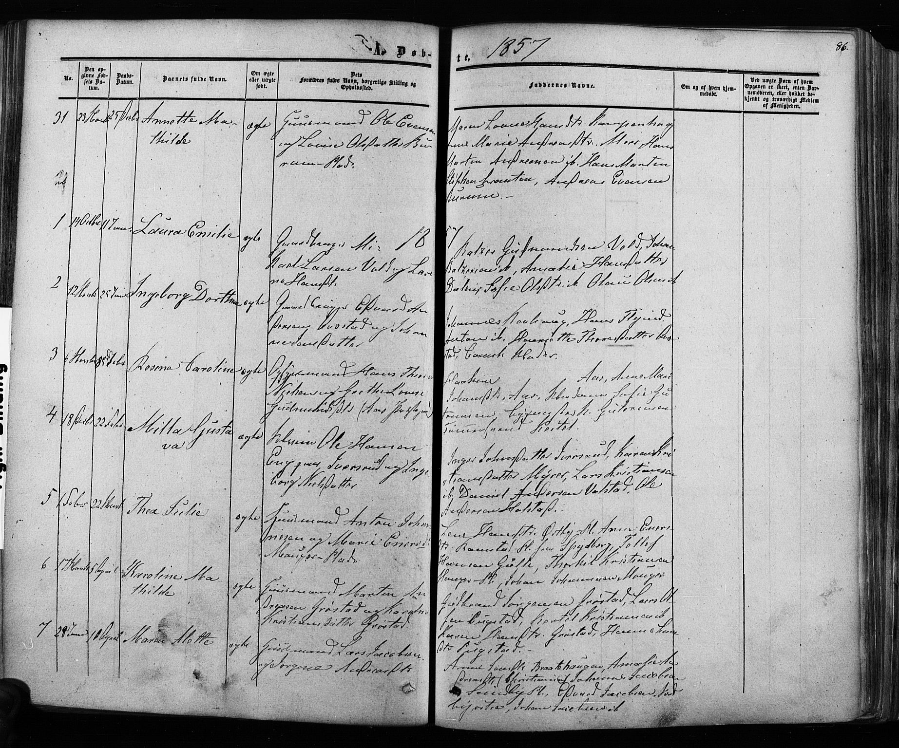 Ås prestekontor Kirkebøker, SAO/A-10894/F/Fa/L0007: Parish register (official) no. I 7, 1854-1870, p. 86