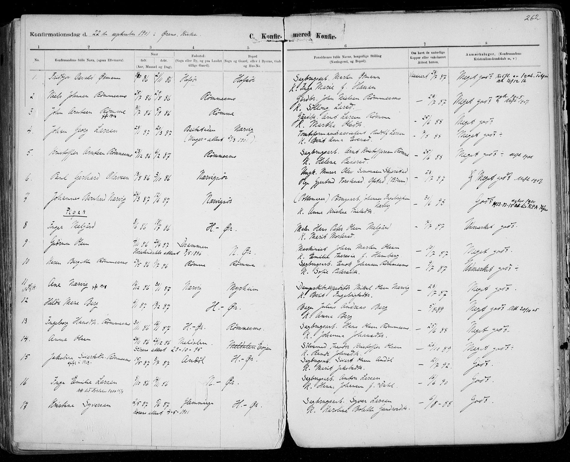 Ministerialprotokoller, klokkerbøker og fødselsregistre - Sør-Trøndelag, SAT/A-1456/668/L0811: Parish register (official) no. 668A11, 1894-1913, p. 262