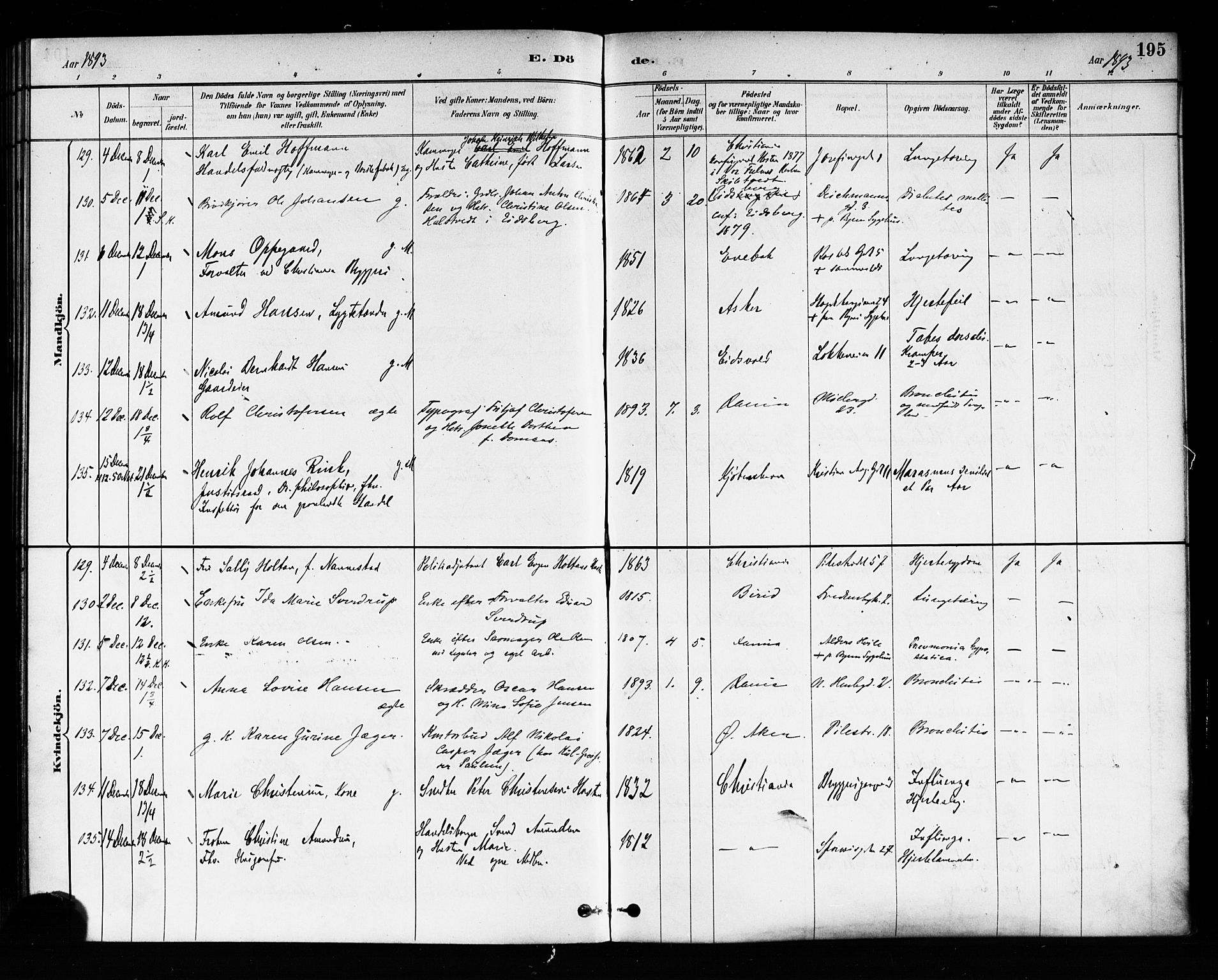 Trefoldighet prestekontor Kirkebøker, SAO/A-10882/F/Fd/L0003: Parish register (official) no. IV 3, 1885-1896, p. 195