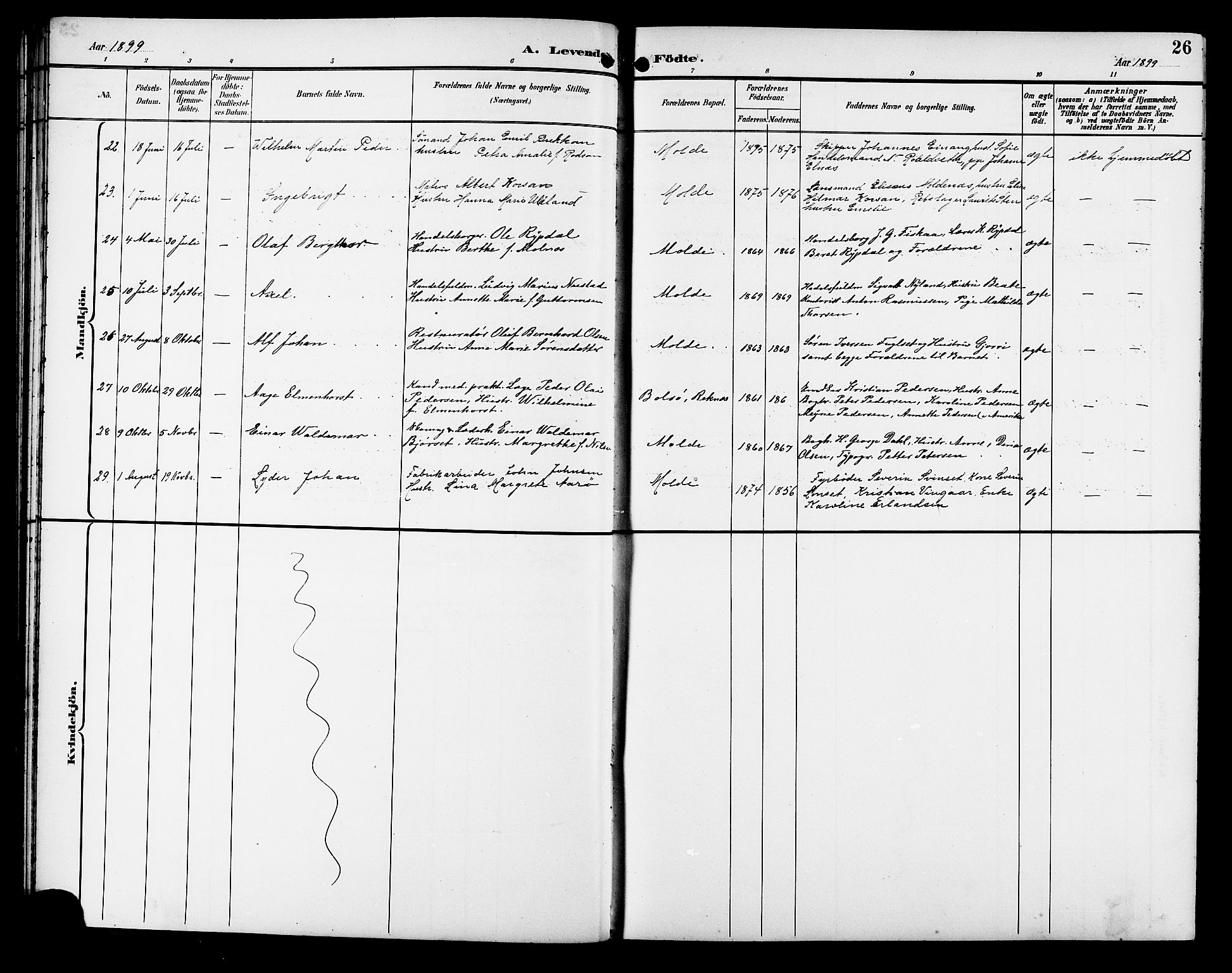 Ministerialprotokoller, klokkerbøker og fødselsregistre - Møre og Romsdal, AV/SAT-A-1454/558/L0702: Parish register (copy) no. 558C03, 1894-1915, p. 26