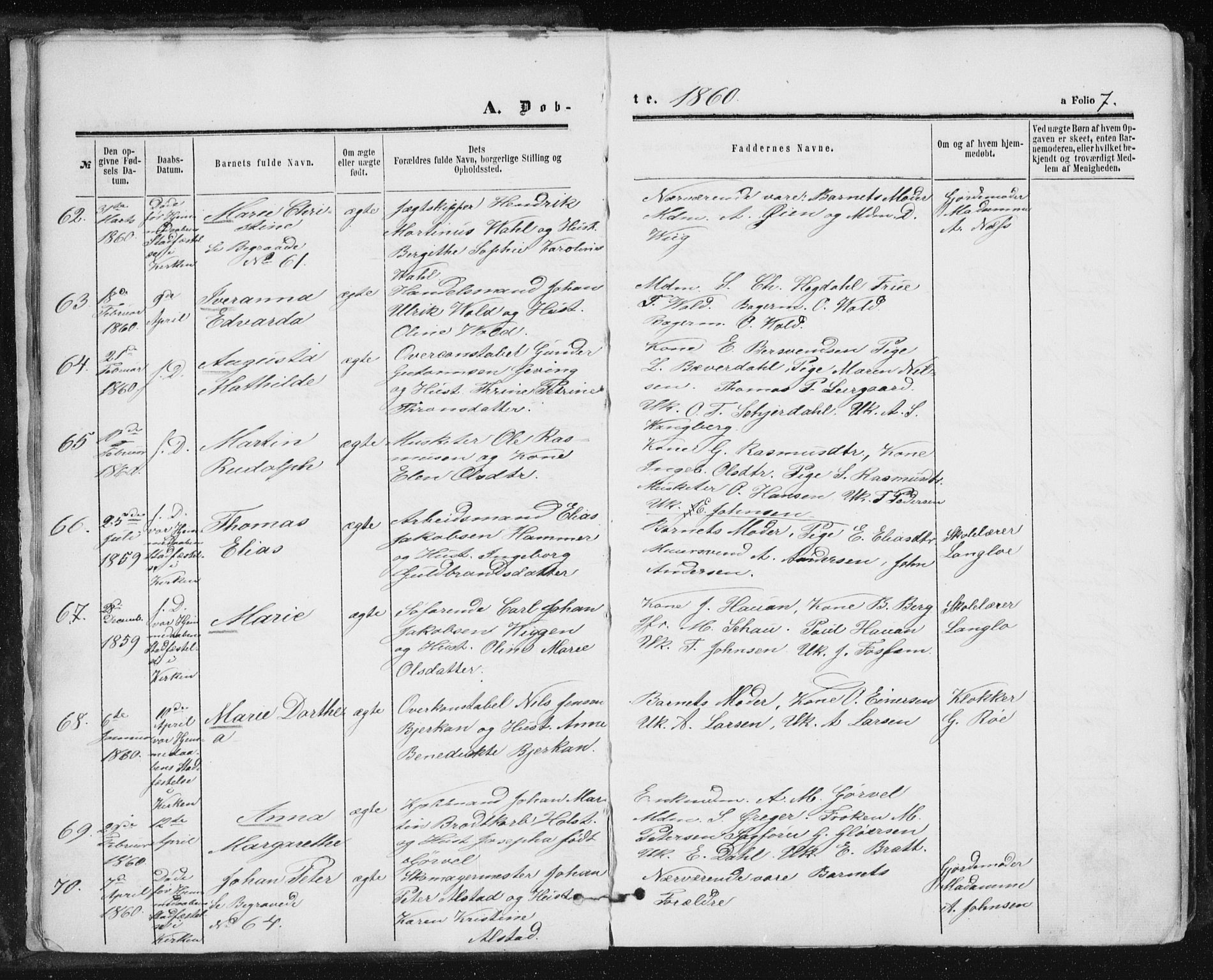 Ministerialprotokoller, klokkerbøker og fødselsregistre - Sør-Trøndelag, AV/SAT-A-1456/602/L0115: Parish register (official) no. 602A13, 1860-1872, p. 7