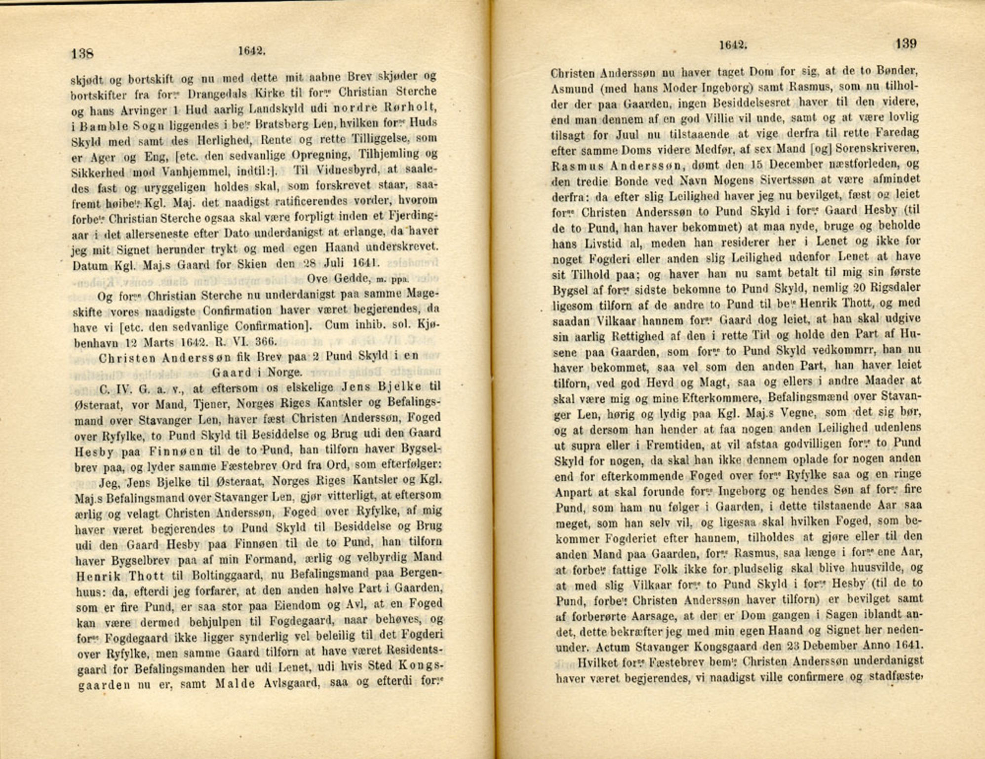 Publikasjoner utgitt av Det Norske Historiske Kildeskriftfond, PUBL/-/-/-: Norske Rigs-Registranter, bind 8, 1641-1648, p. 138-139