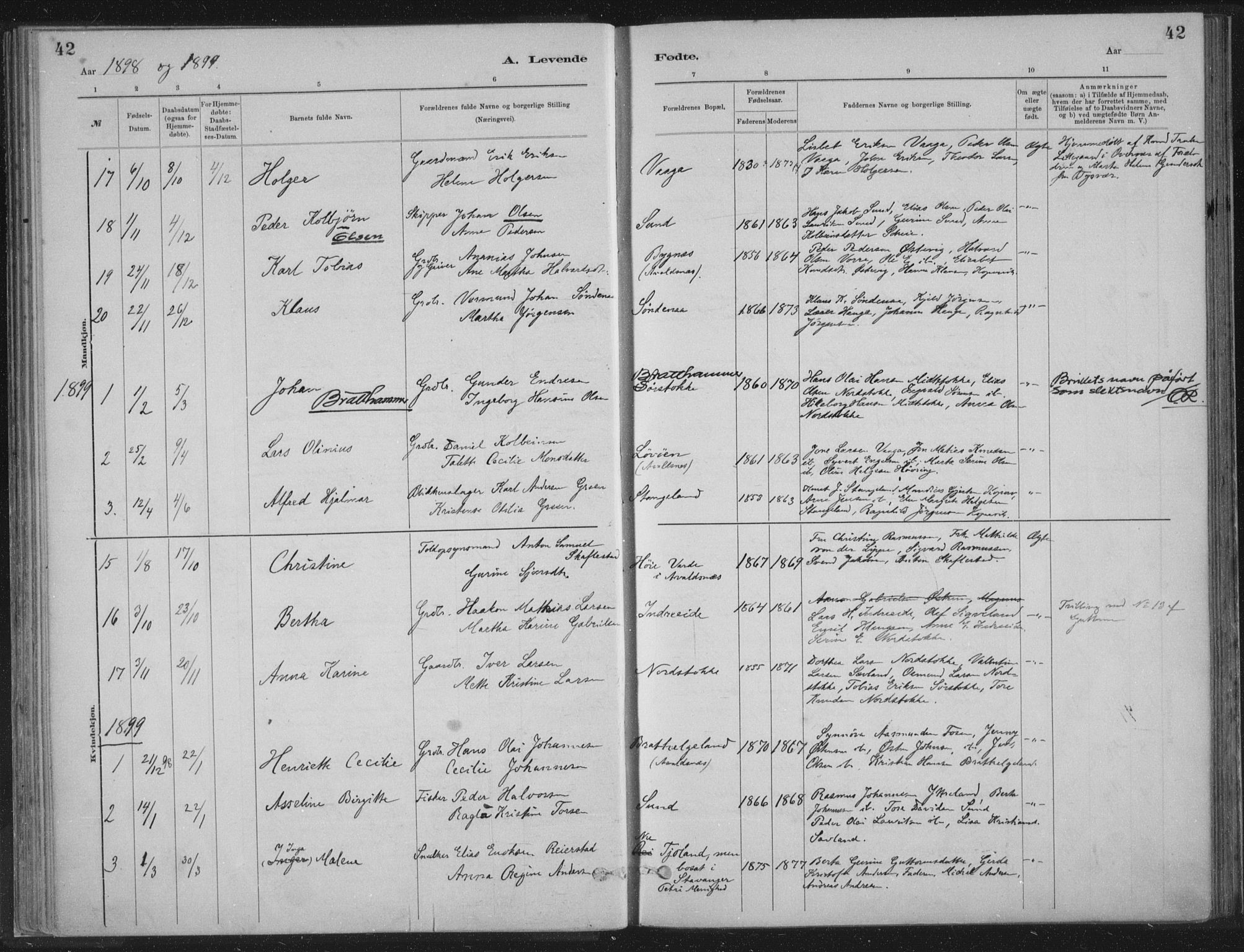 Kopervik sokneprestkontor, SAST/A-101850/H/Ha/Haa/L0002: Parish register (official) no. A 2, 1880-1912, p. 42