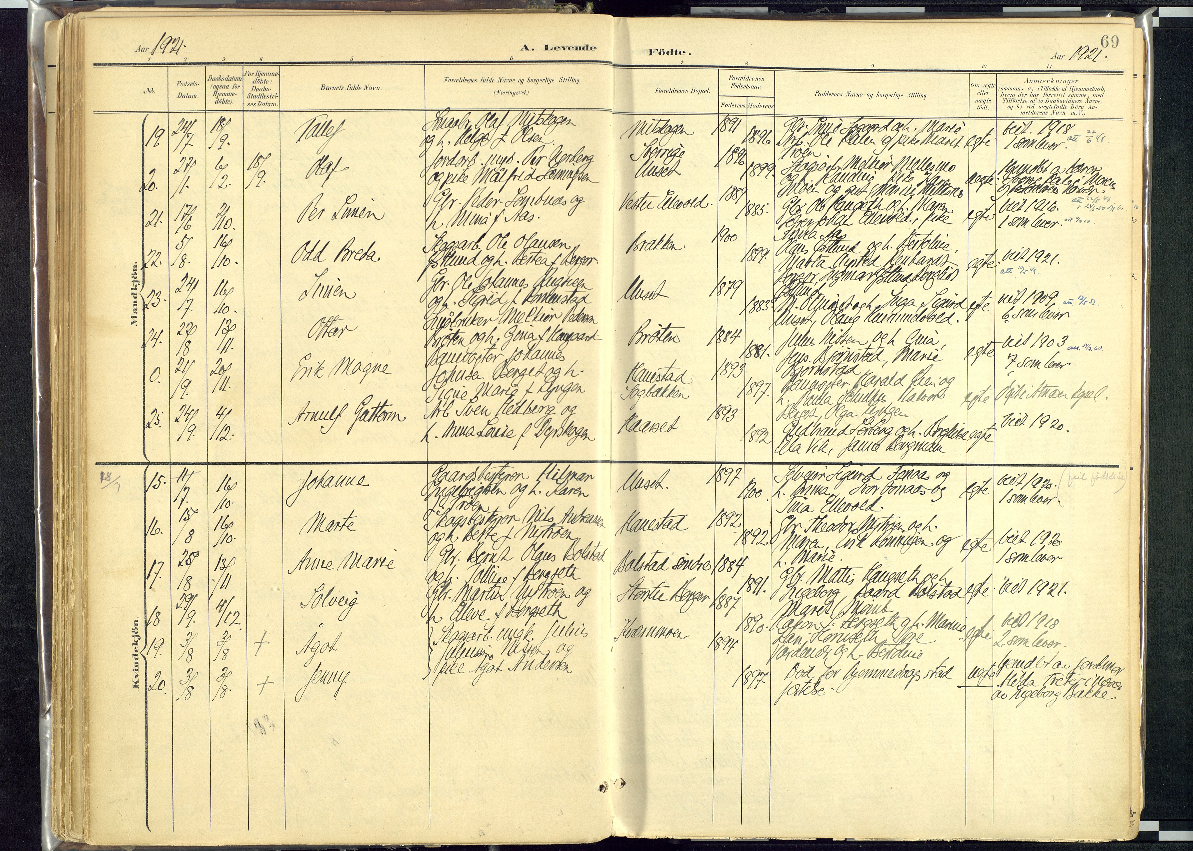 Rendalen prestekontor, AV/SAH-PREST-054/H/Ha/Haa/L0012: Parish register (official) no. 12, 1901-1928, p. 69