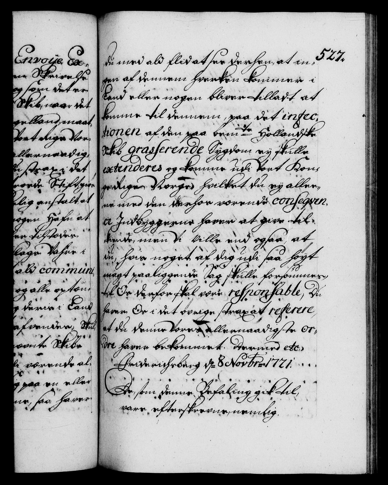 Danske Kanselli 1572-1799, AV/RA-EA-3023/F/Fc/Fca/Fcab/L0021: Norske tegnelser, 1719-1721, p. 527a