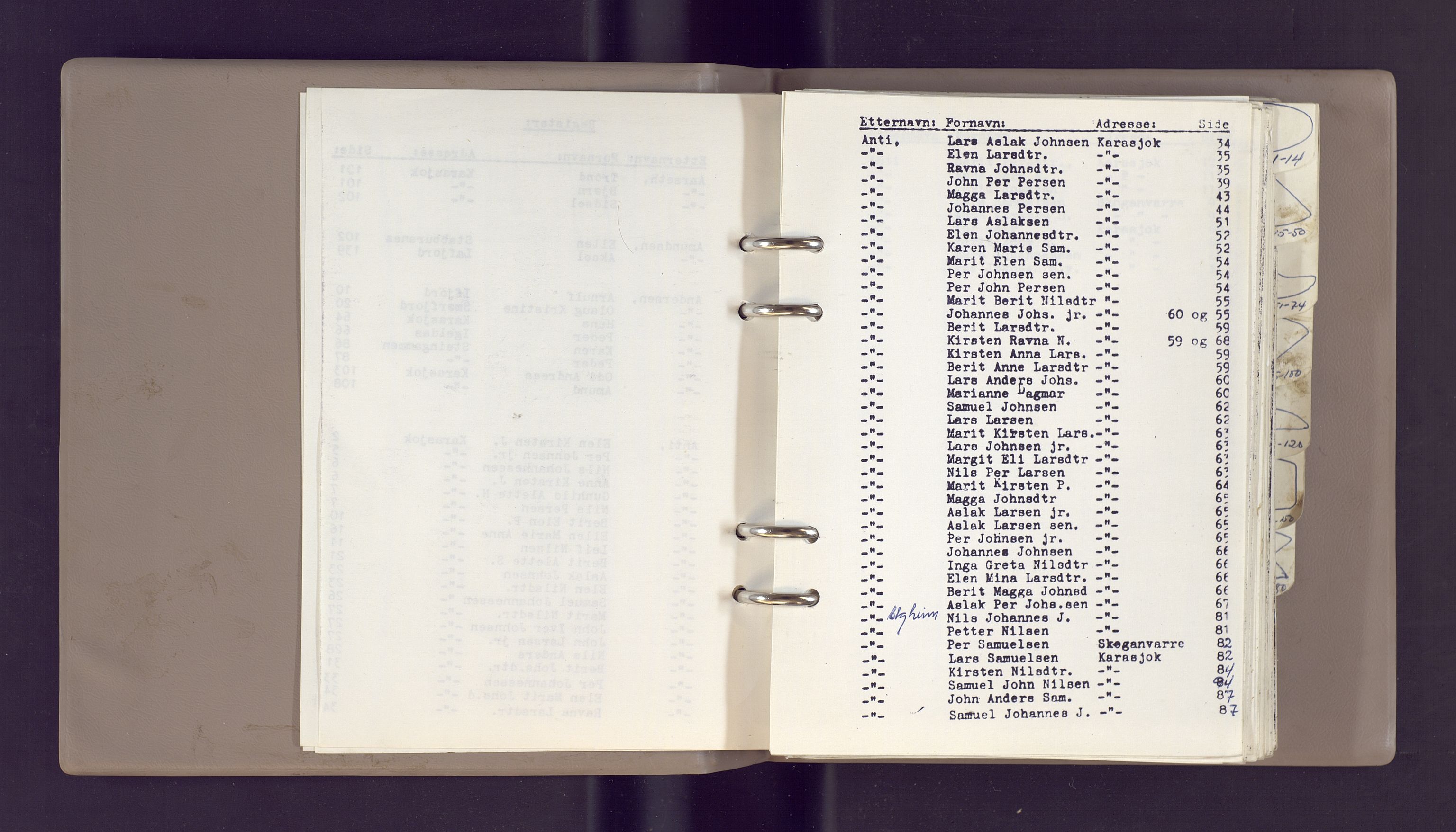 Lappefogden i Finnmark/Reindriftsforvaltningen Øst-Finnmark, AV/SATØ-S-1461/G/Gd/L0002/0002: Reinmerkeregisterprotokoller / Reinmerkeregisterprotokoll for Karasjok reinsogn, 1969