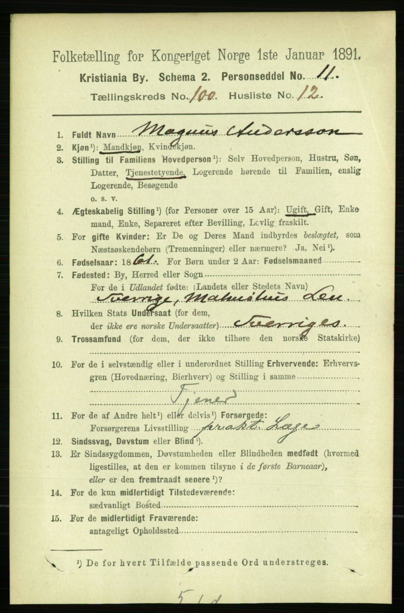 RA, 1891 census for 0301 Kristiania, 1891, p. 49617