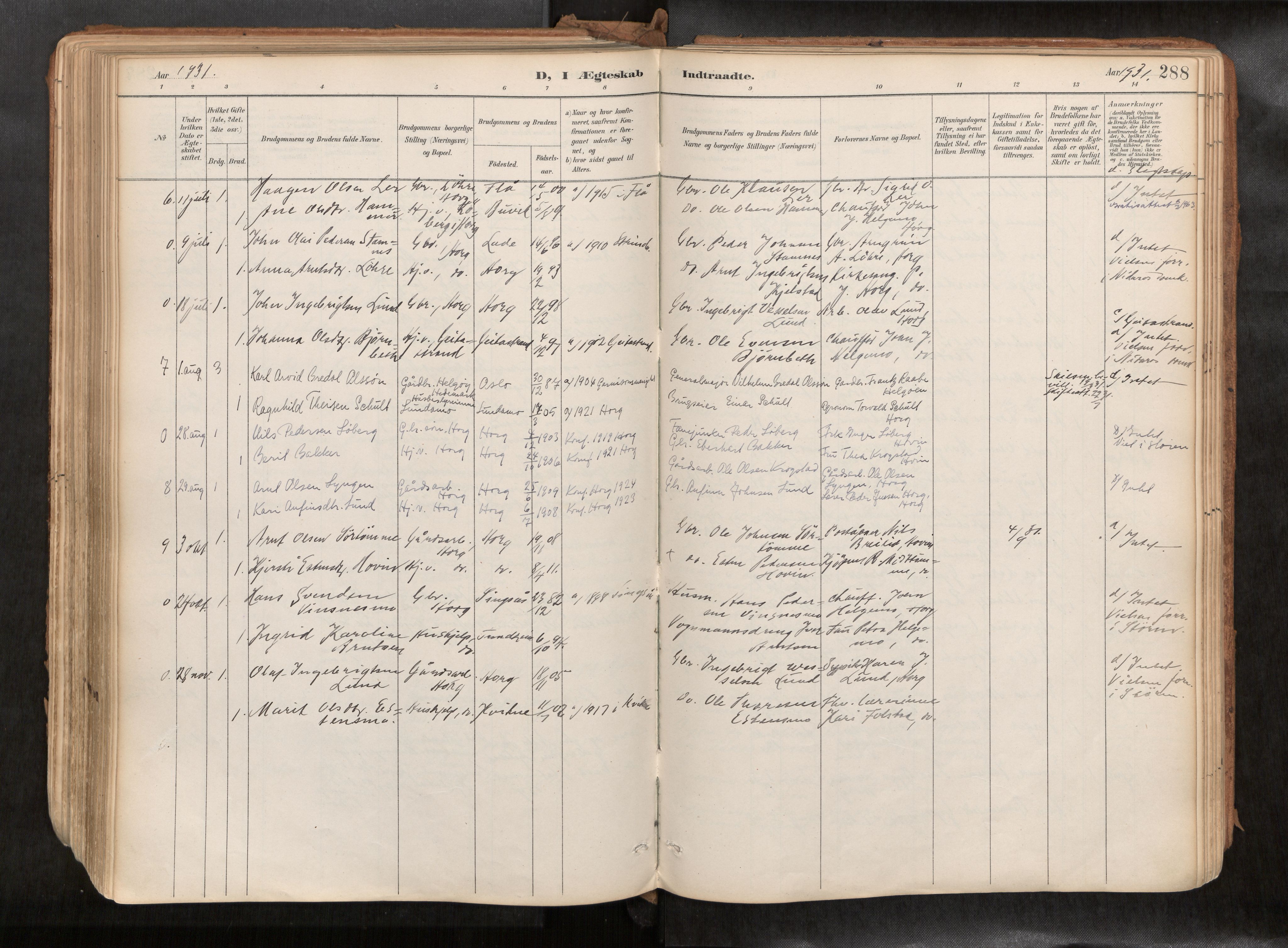 Ministerialprotokoller, klokkerbøker og fødselsregistre - Sør-Trøndelag, SAT/A-1456/692/L1105b: Parish register (official) no. 692A06, 1891-1934, p. 288