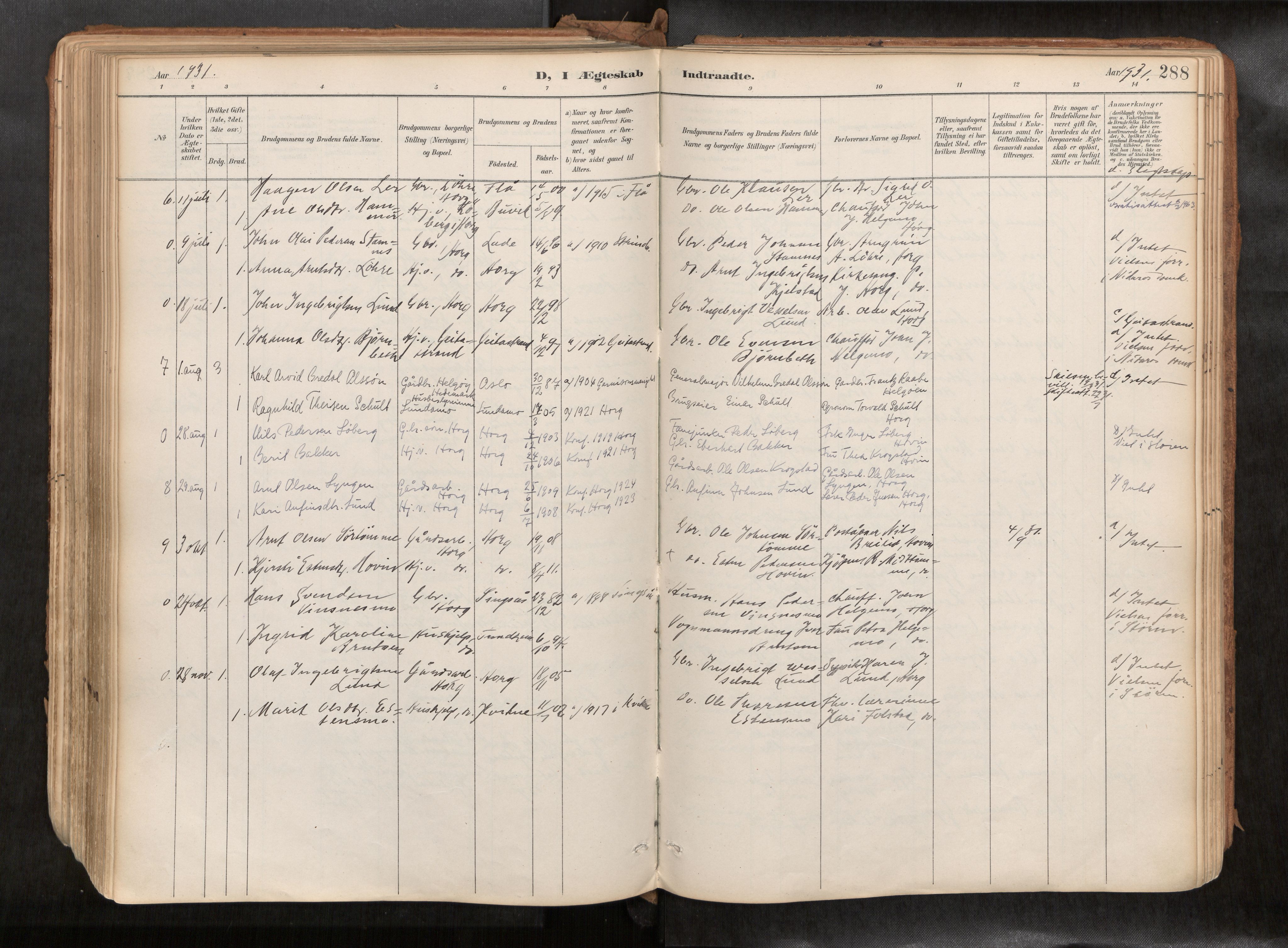Ministerialprotokoller, klokkerbøker og fødselsregistre - Sør-Trøndelag, AV/SAT-A-1456/692/L1105b: Parish register (official) no. 692A06, 1891-1934, p. 288