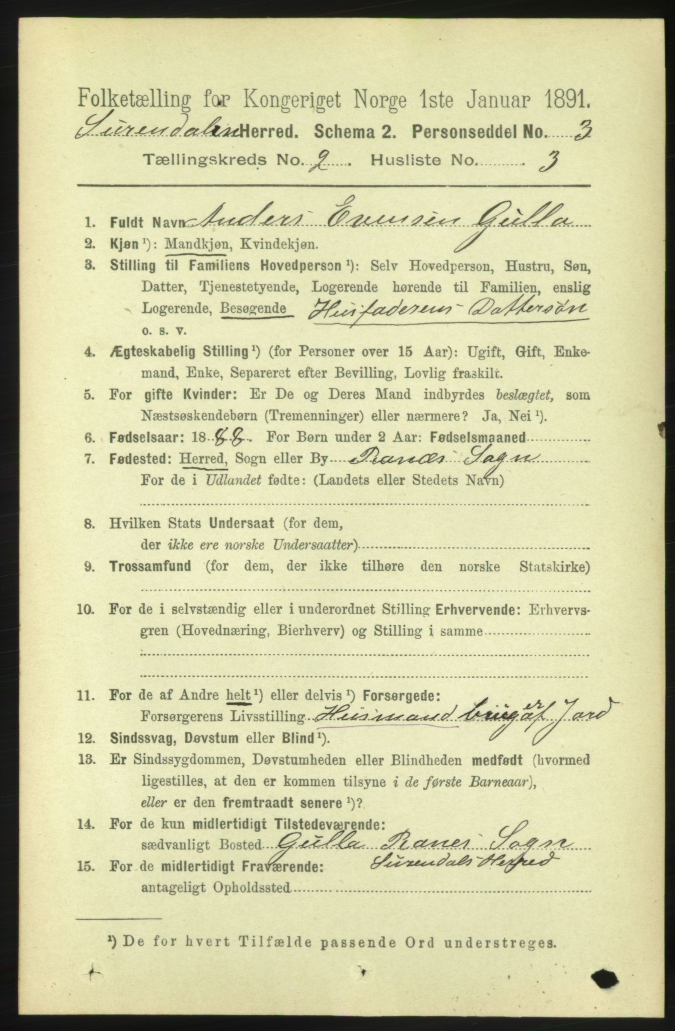 RA, 1891 census for 1566 Surnadal, 1891, p. 524