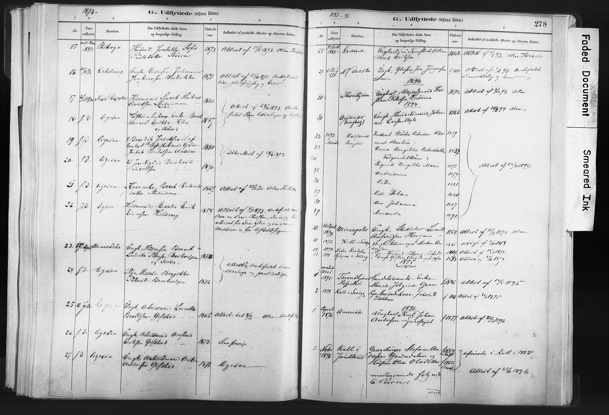 Ministerialprotokoller, klokkerbøker og fødselsregistre - Nord-Trøndelag, SAT/A-1458/749/L0474: Parish register (official) no. 749A08, 1887-1903, p. 278