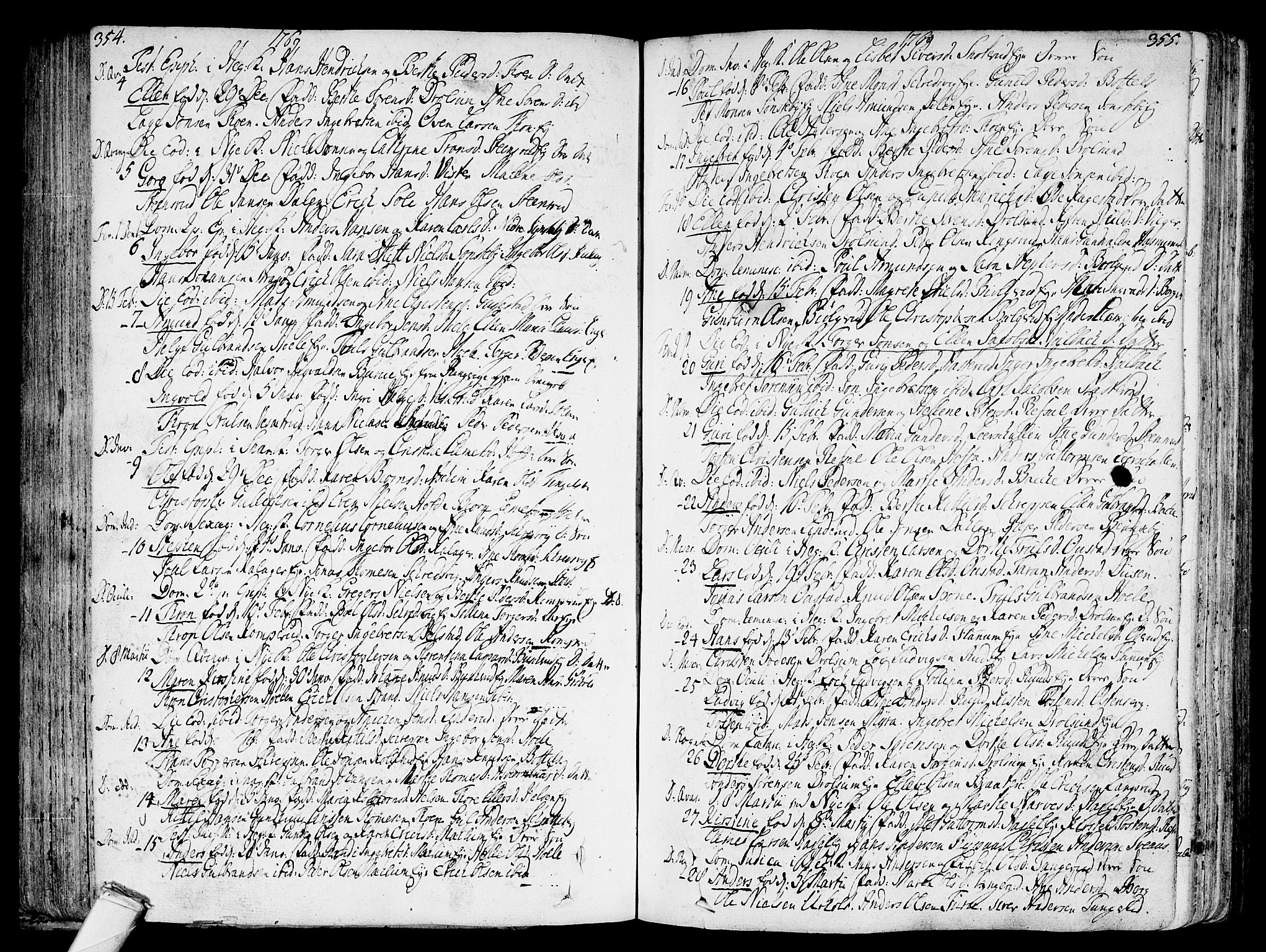 Modum kirkebøker, AV/SAKO-A-234/F/Fa/L0002: Parish register (official) no. 2, 1741-1782, p. 354-355