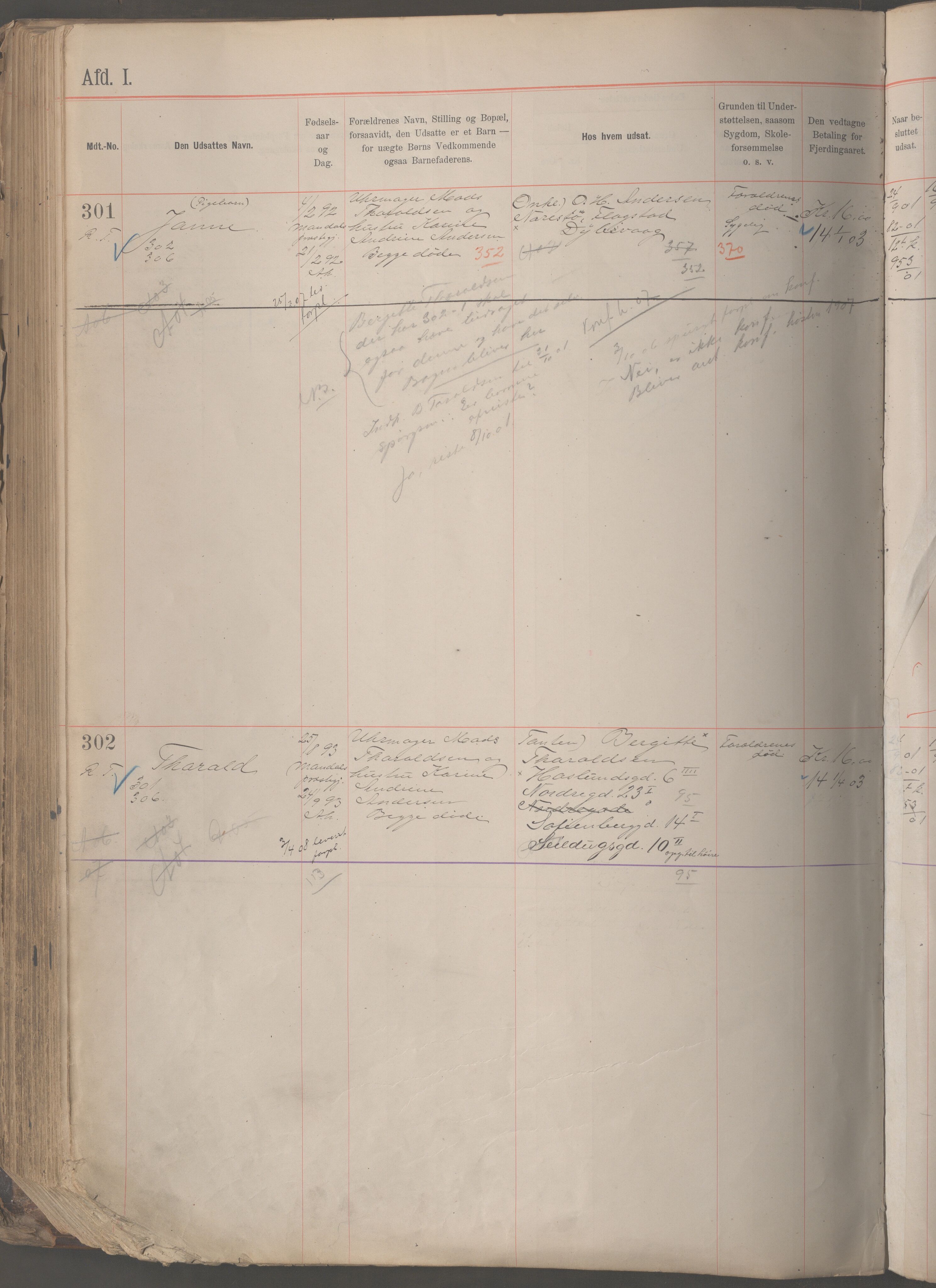 Fattigvesenet, OBA/A-20045/H/Hb/L0005: Manntallsprotokoll. Mnr. 1-399, 1901-1912, p. 180b