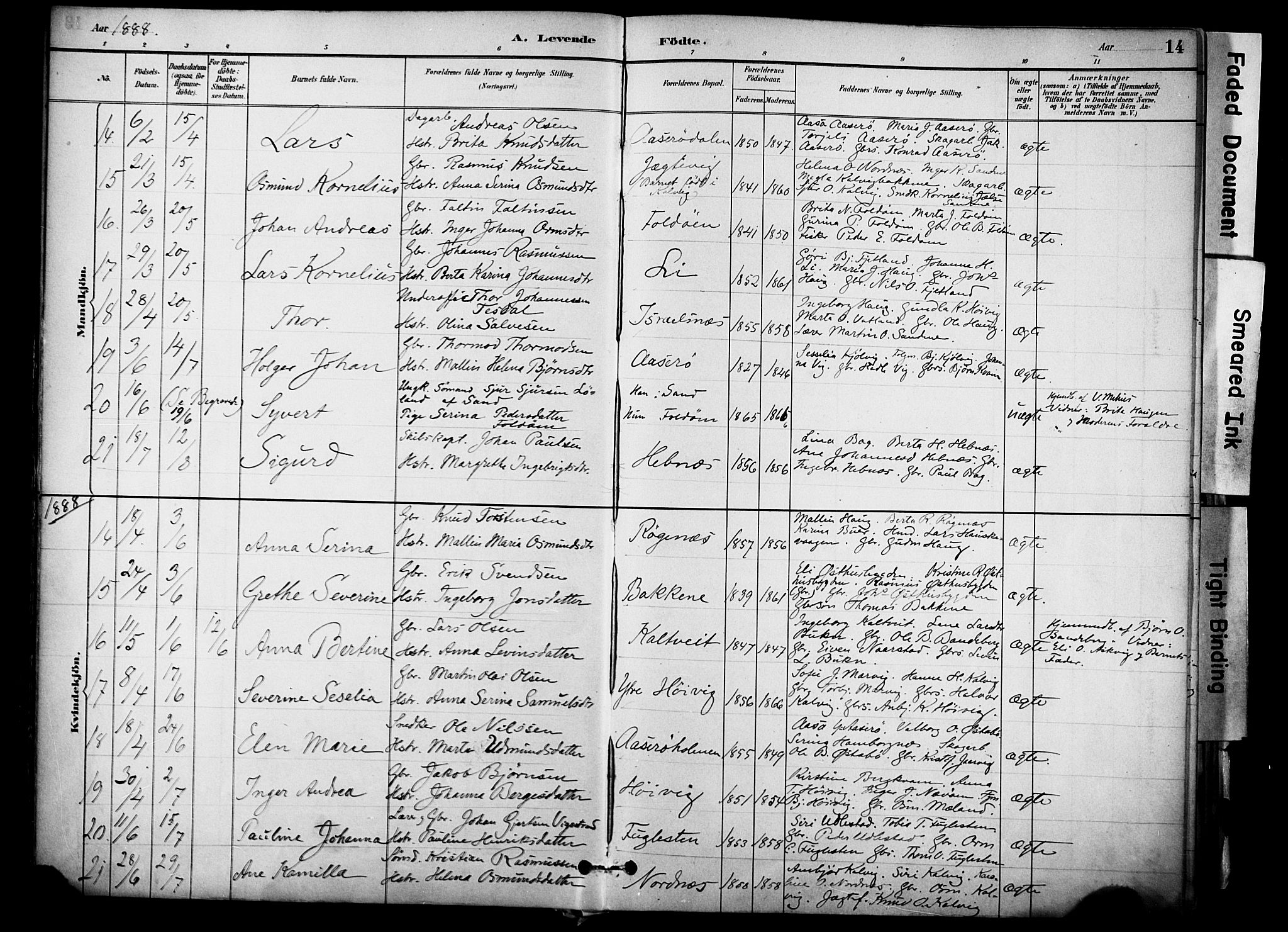 Jelsa sokneprestkontor, AV/SAST-A-101842/01/IV: Parish register (official) no. A 10, 1884-1906, p. 14