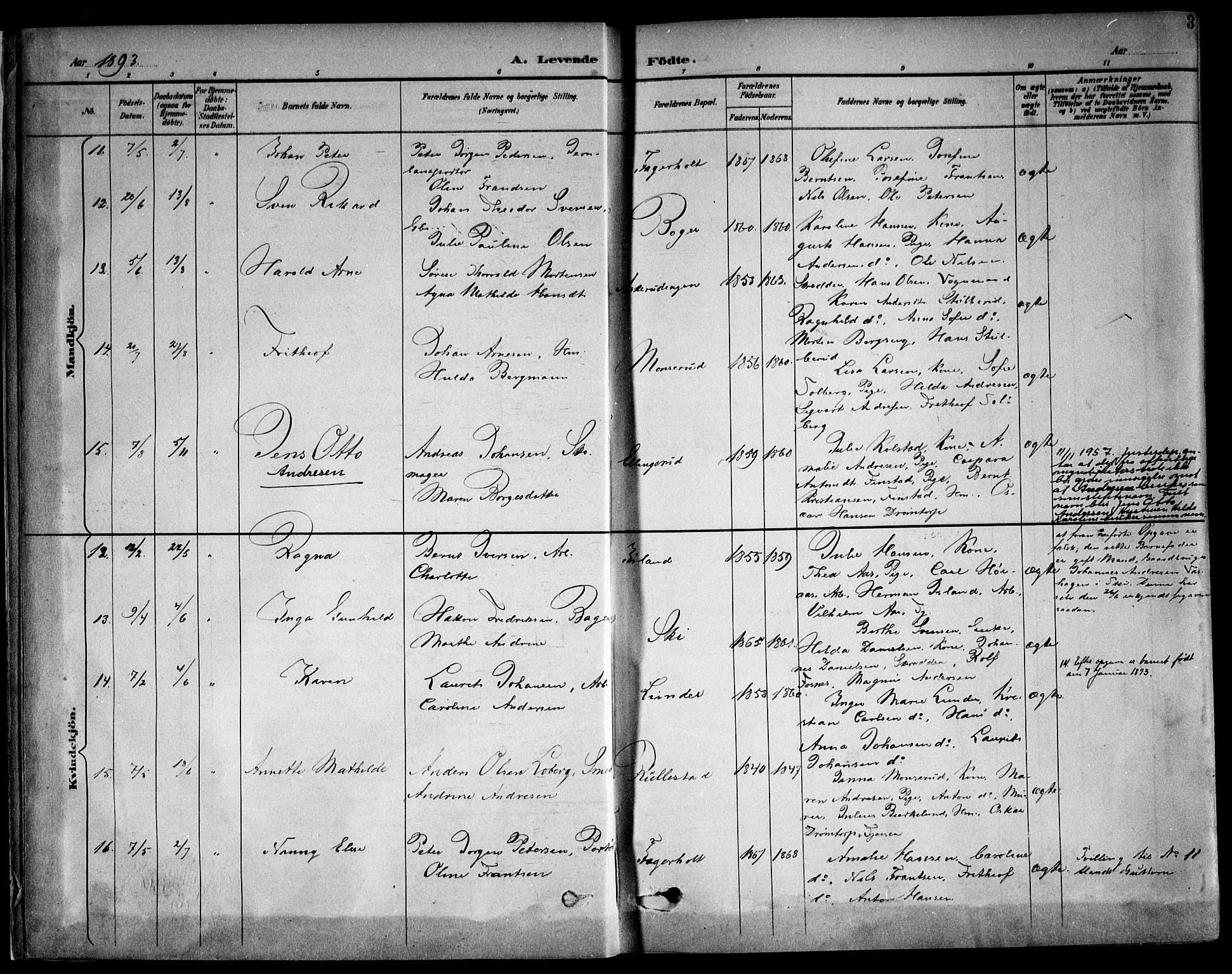 Kråkstad prestekontor Kirkebøker, AV/SAO-A-10125a/F/Fb/L0002: Parish register (official) no. II 2, 1893-1917, p. 3