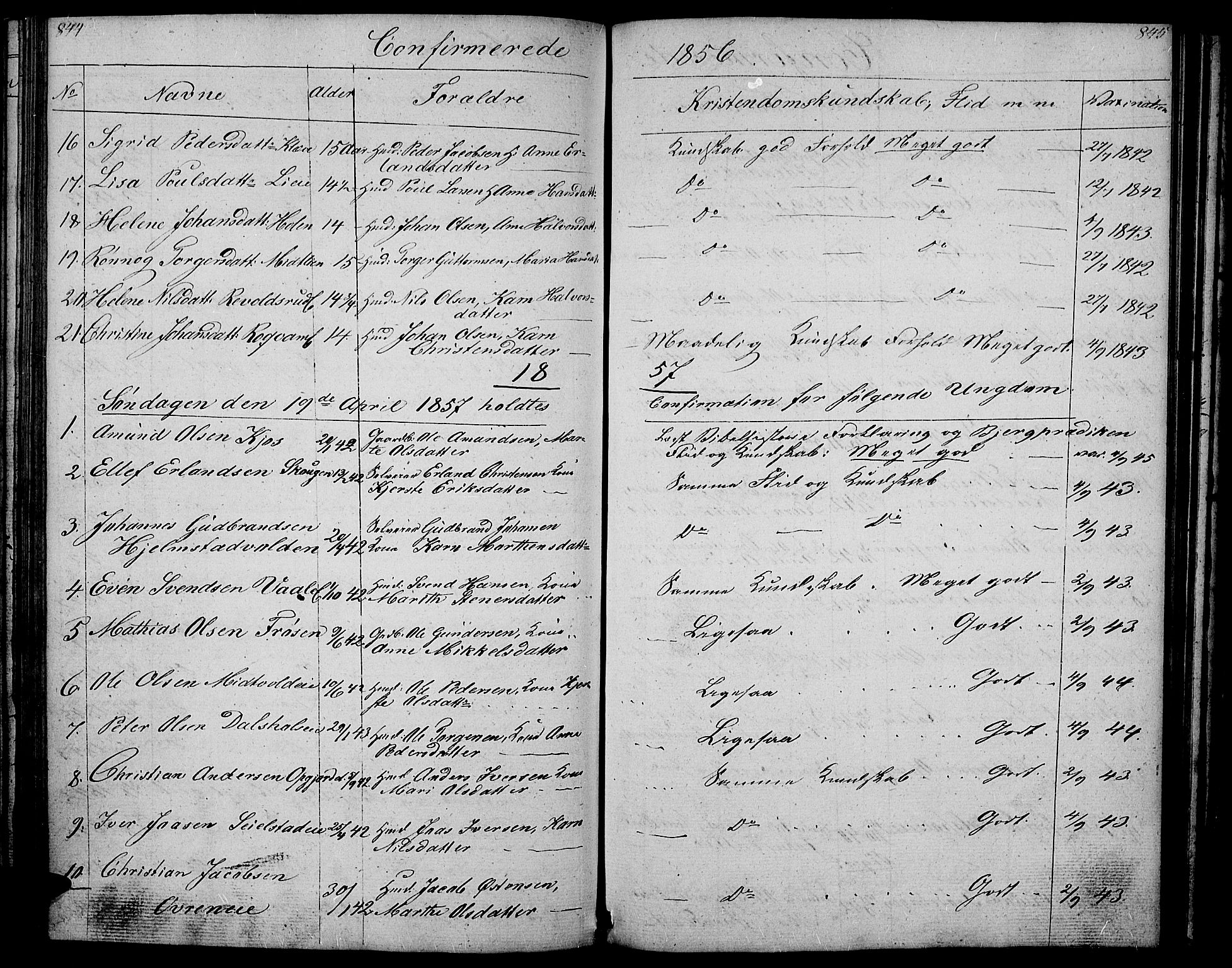 Gausdal prestekontor, SAH/PREST-090/H/Ha/Hab/L0004: Parish register (copy) no. 4, 1835-1870, p. 844-845