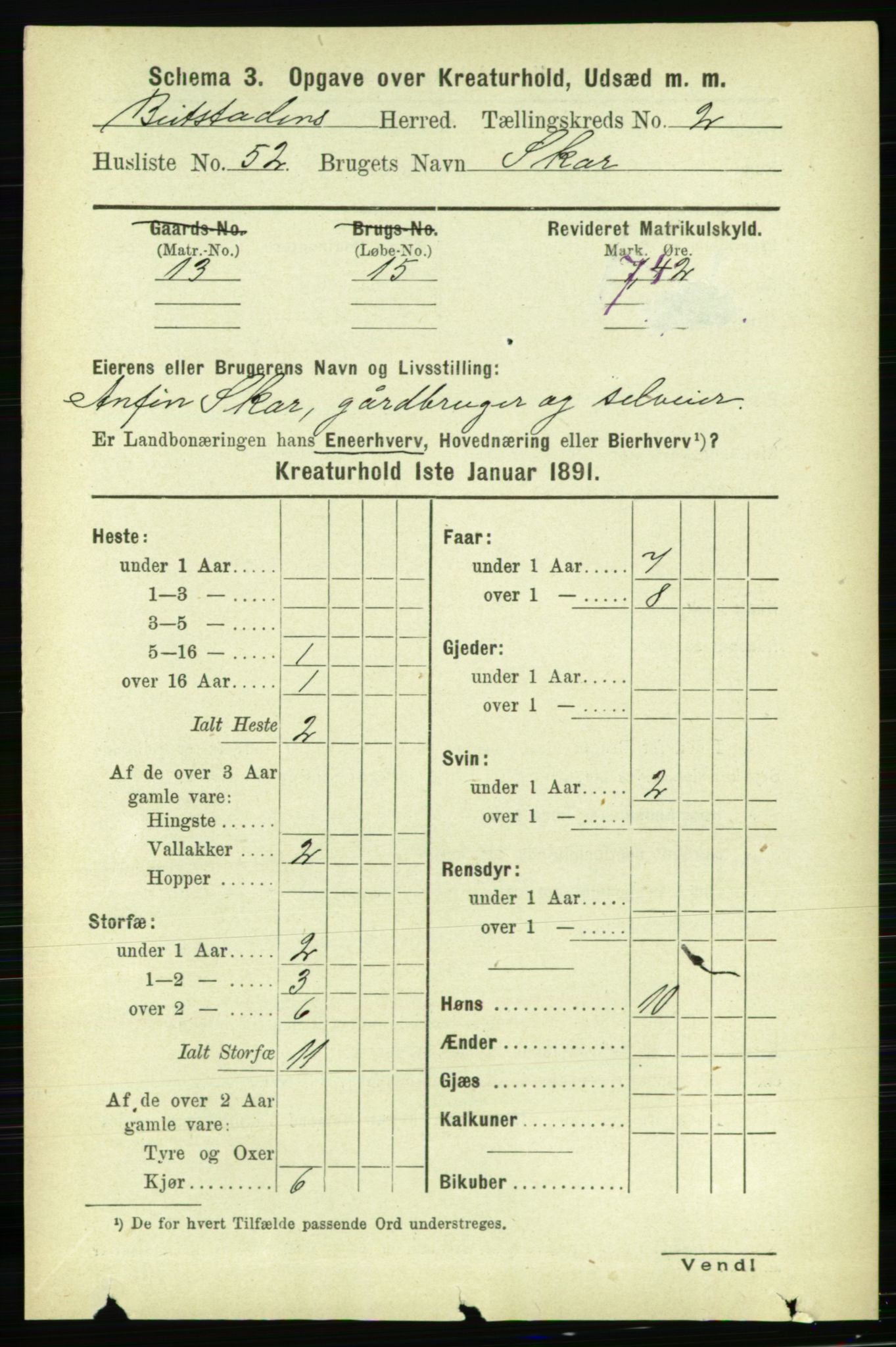 RA, 1891 census for 1727 Beitstad, 1891, p. 5748