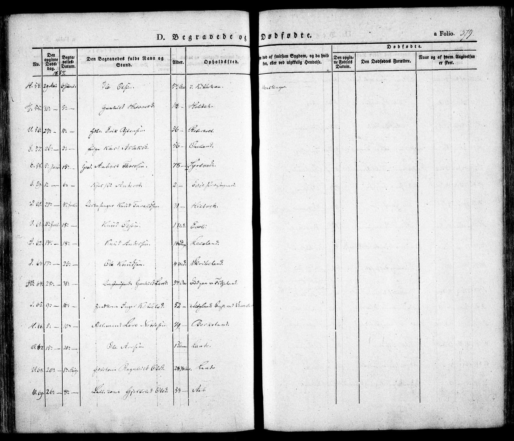 Evje sokneprestkontor, AV/SAK-1111-0008/F/Fa/Faa/L0005: Parish register (official) no. A 5, 1843-1865, p. 379