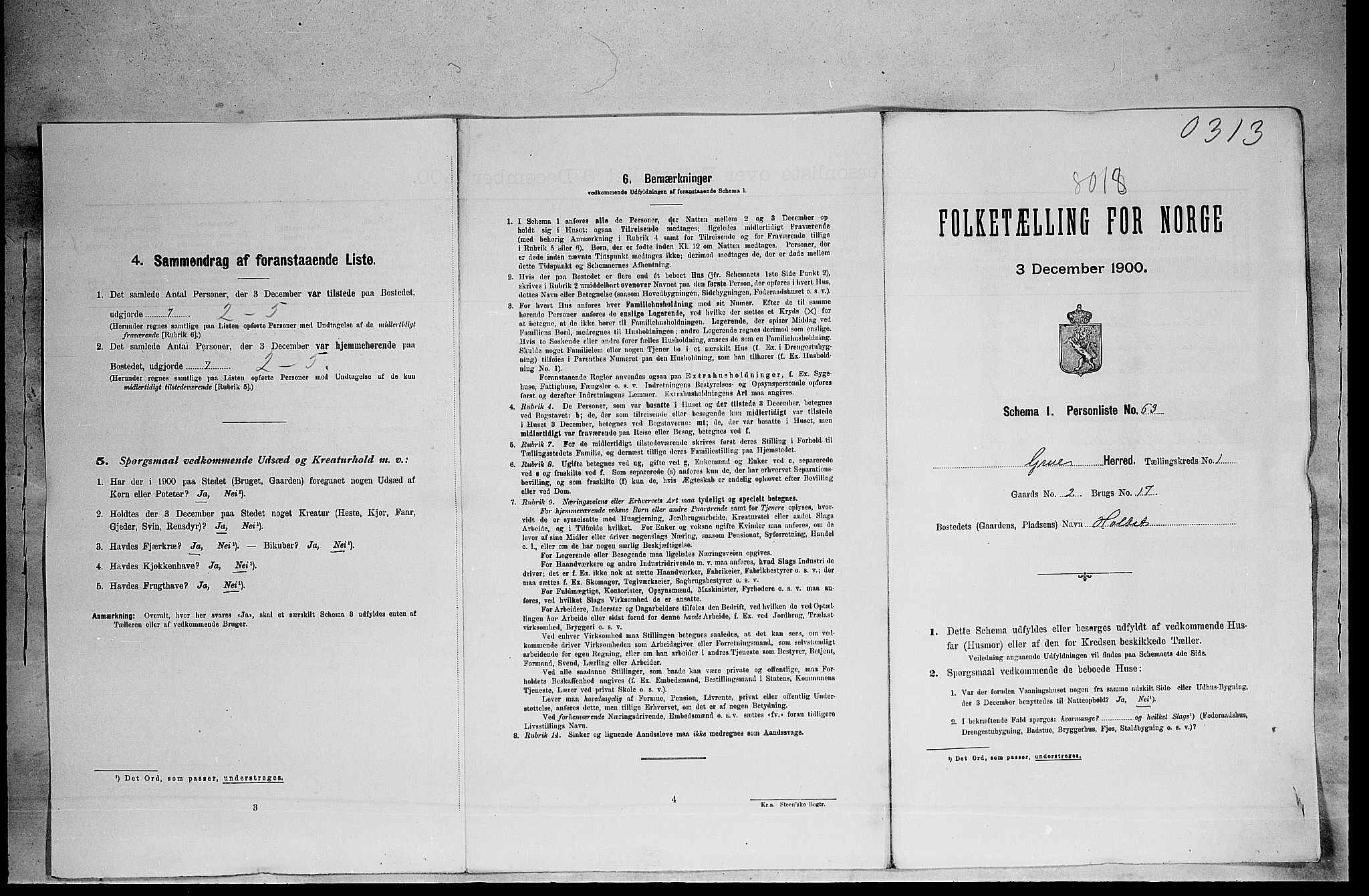 SAH, 1900 census for Grue, 1900, p. 70