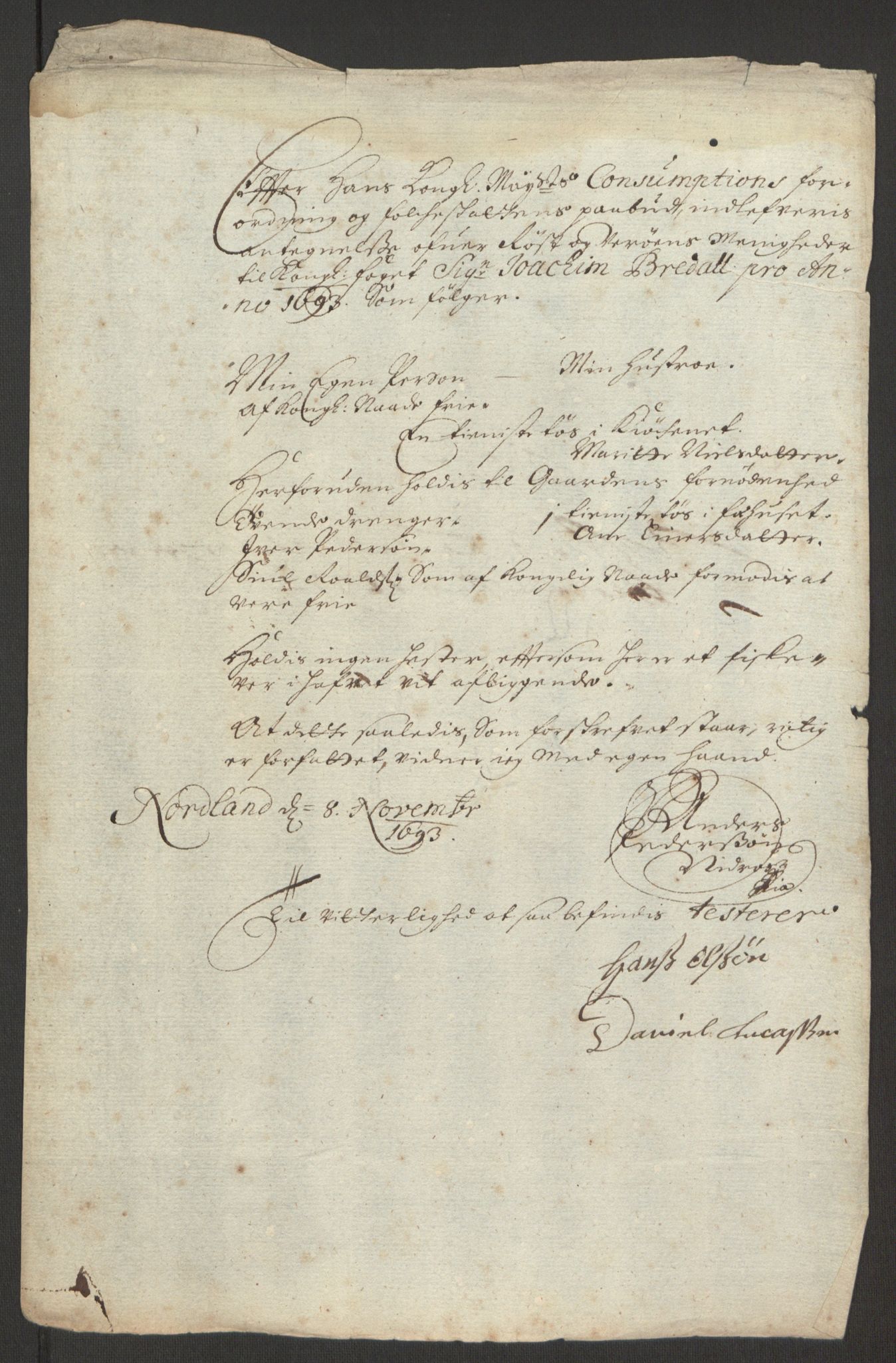 Rentekammeret inntil 1814, Reviderte regnskaper, Fogderegnskap, AV/RA-EA-4092/R67/L4675: Fogderegnskap Vesterålen, Andenes og Lofoten, 1691-1693, p. 292