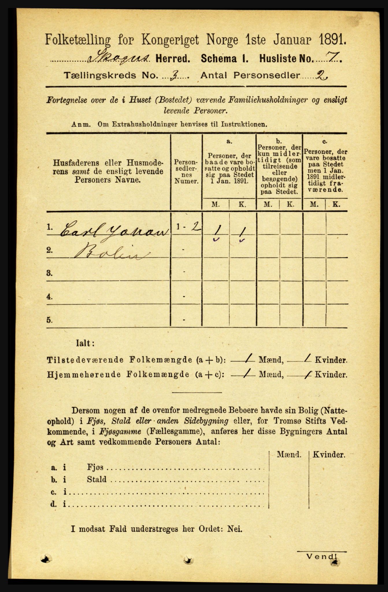 RA, 1891 census for 1719 Skogn, 1891, p. 1543