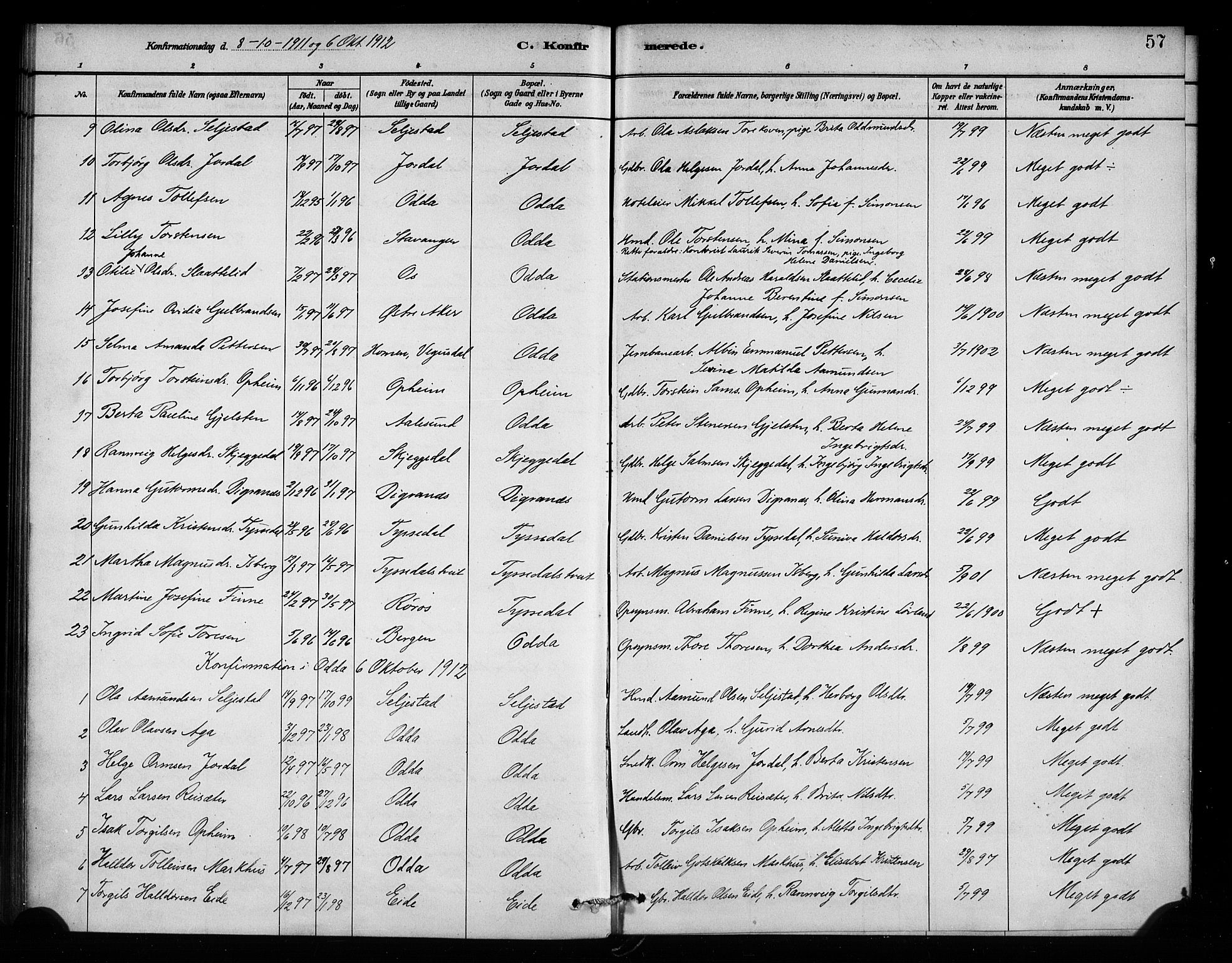 Odda Sokneprestembete, SAB/A-77201/H/Haa: Parish register (official) no. A 2, 1880-1915, p. 57