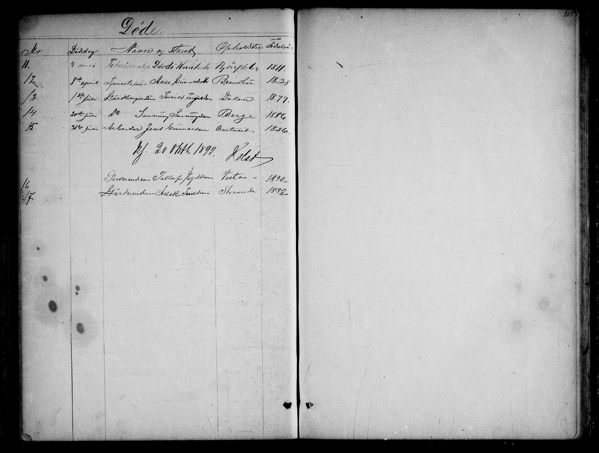 Kviteseid kirkebøker, SAKO/A-276/G/Gb/L0002: Parish register (copy) no. II 2, 1850-1892, p. 262